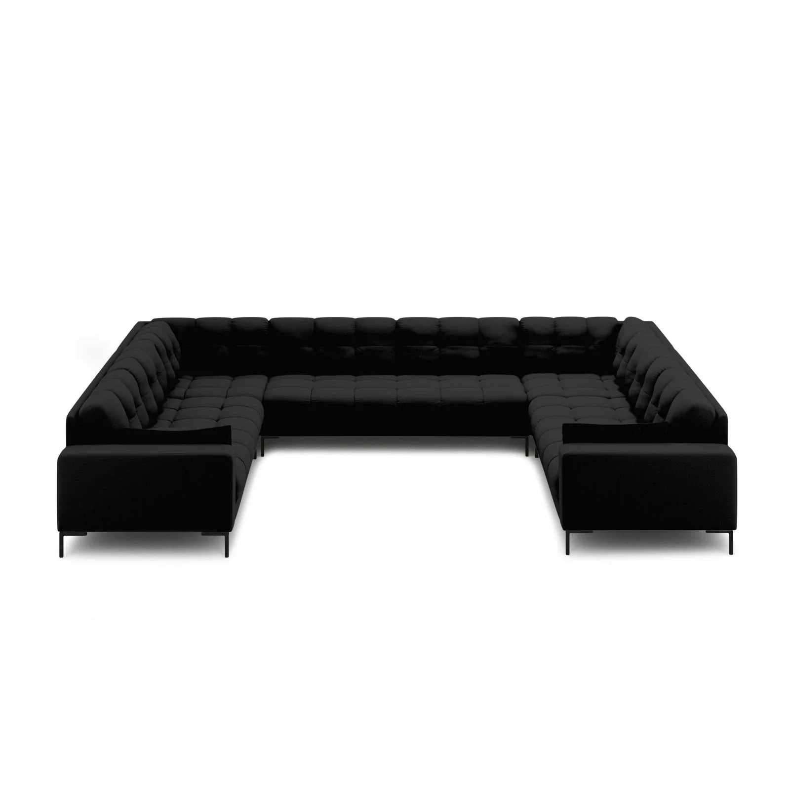 Mamaia 9-Sitzer Panorama-Sofa symmetrisch, Metallbeine Schwarz, mit Bezug aus Samt oder Strukturstoff, 337x256 cm - Image 18