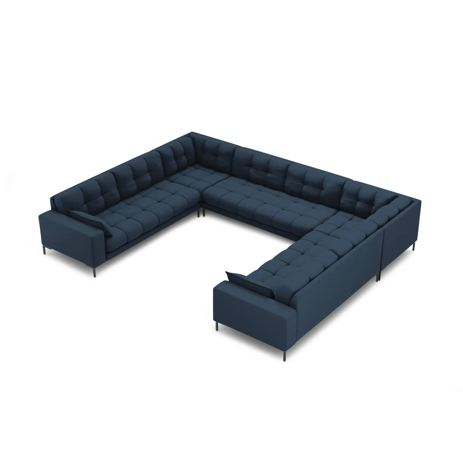 Mamaia 9-Sitzer Panorama-Sofa symmetrisch, Metallbeine Schwarz, mit Bezug aus Samt oder Strukturstoff, 337x256 cm - Image 21