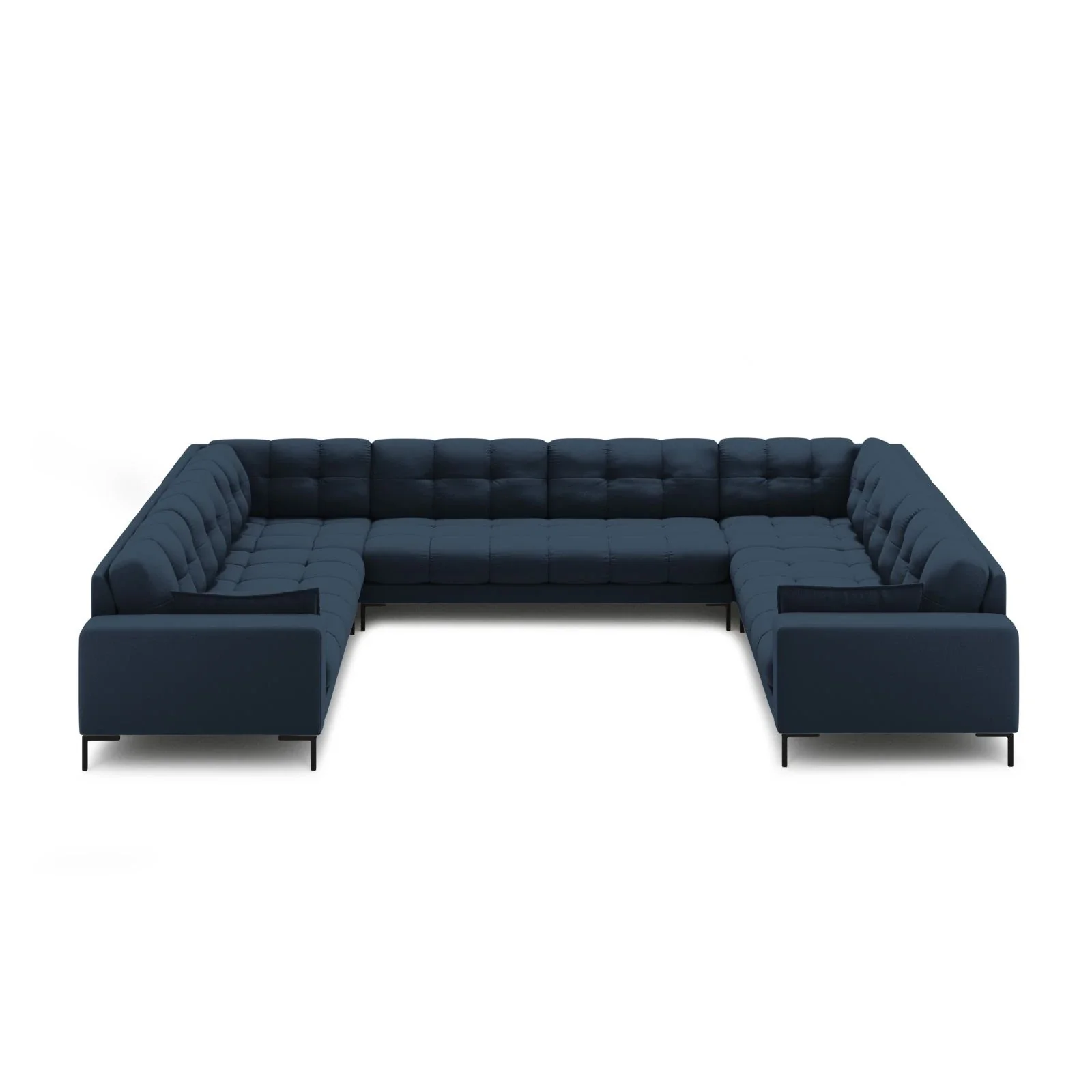 Mamaia 9-Sitzer Panorama-Sofa symmetrisch, Metallbeine Schwarz, mit Bezug aus Samt oder Strukturstoff, 337x256 cm - Image 22