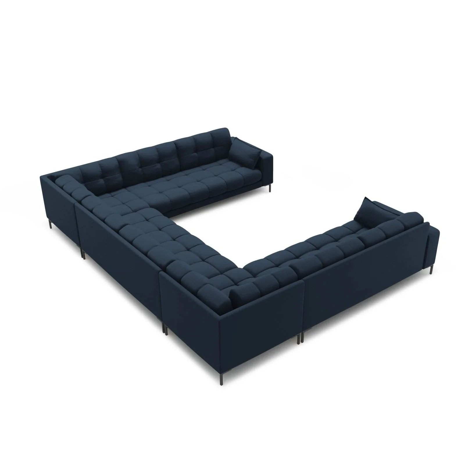 Mamaia 9-Sitzer Panorama-Sofa symmetrisch, Metallbeine Schwarz, mit Bezug aus Samt oder Strukturstoff, 337x256 cm - Image 23