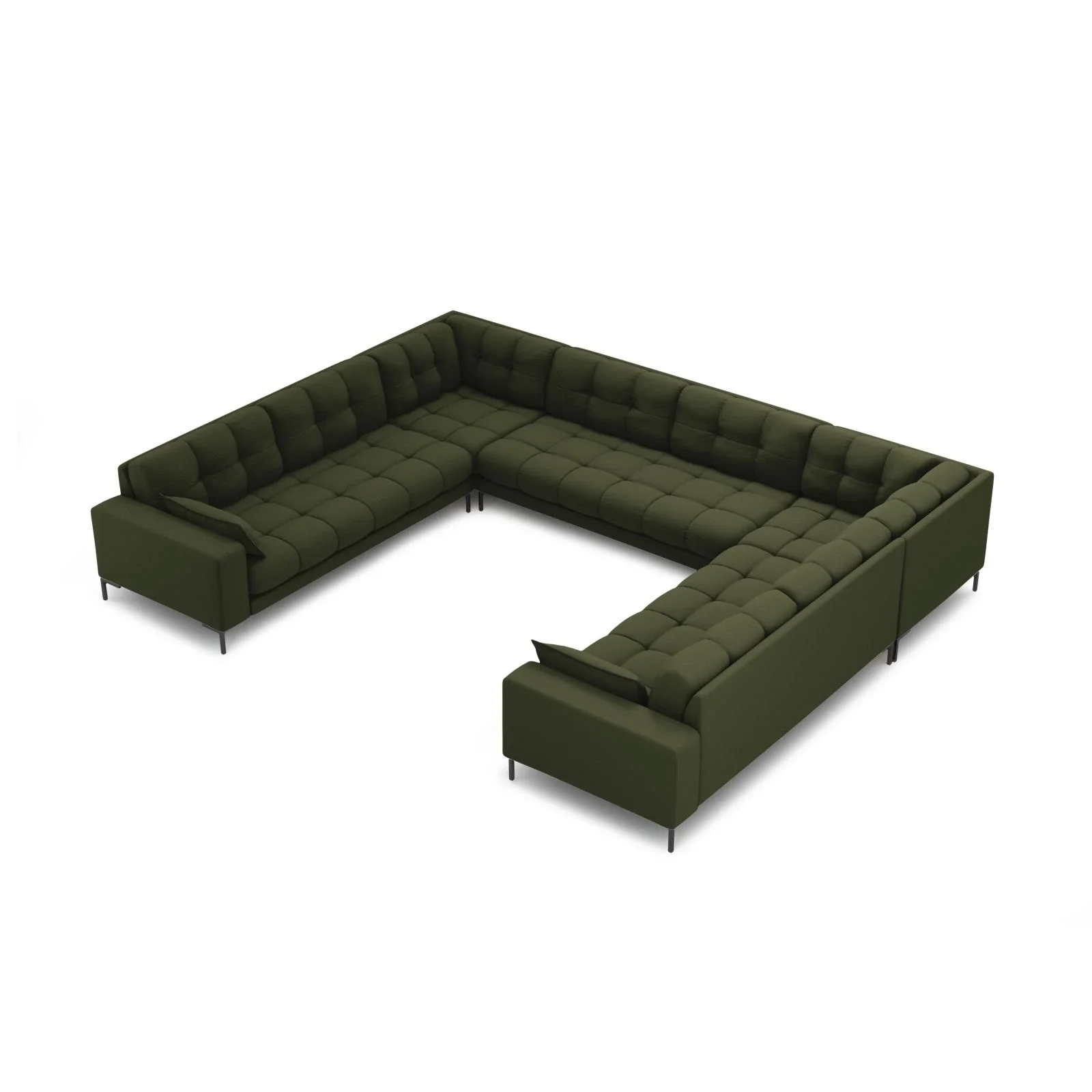 Mamaia 9-Sitzer Panorama-Sofa symmetrisch, Metallbeine Schwarz, mit Bezug aus Samt oder Strukturstoff, 337x256 cm - Image 25