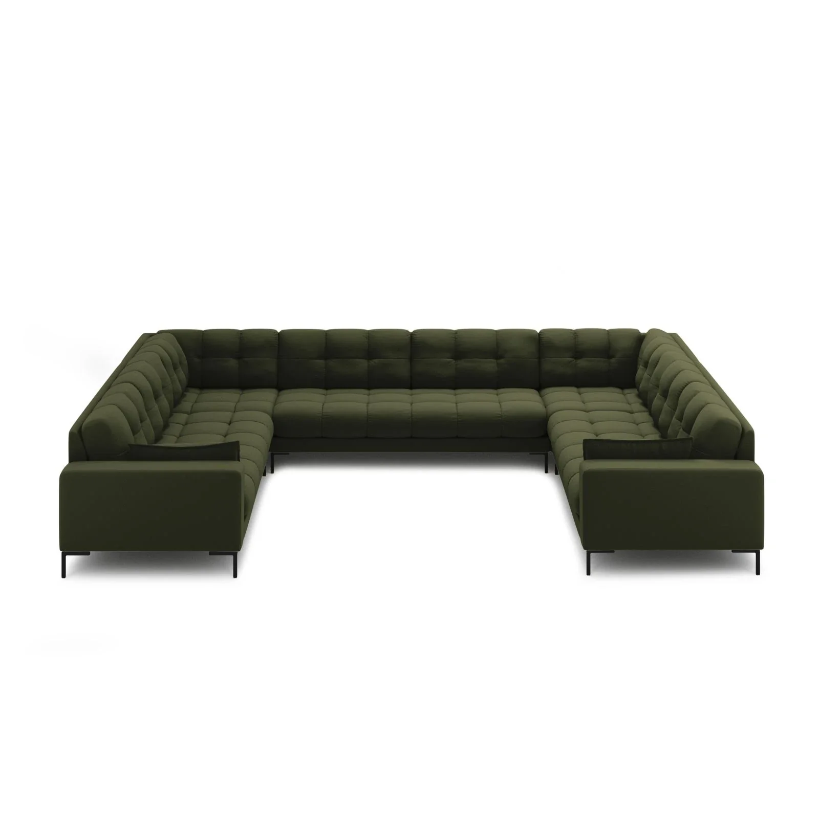 Mamaia 9-Sitzer Panorama-Sofa symmetrisch, Metallbeine Schwarz, mit Bezug aus Samt oder Strukturstoff, 337x256 cm - Image 26
