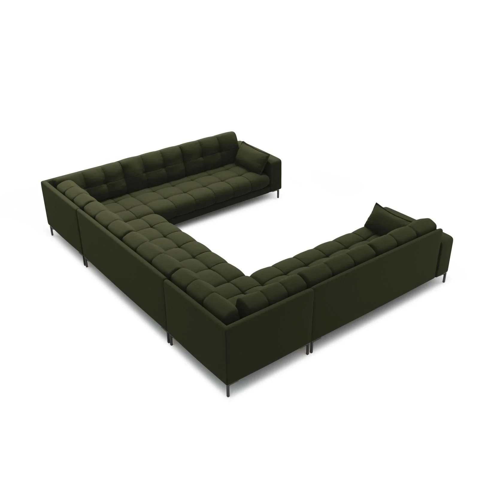 Mamaia 9-Sitzer Panorama-Sofa symmetrisch, Metallbeine Schwarz, mit Bezug aus Samt oder Strukturstoff, 337x256 cm - Image 27