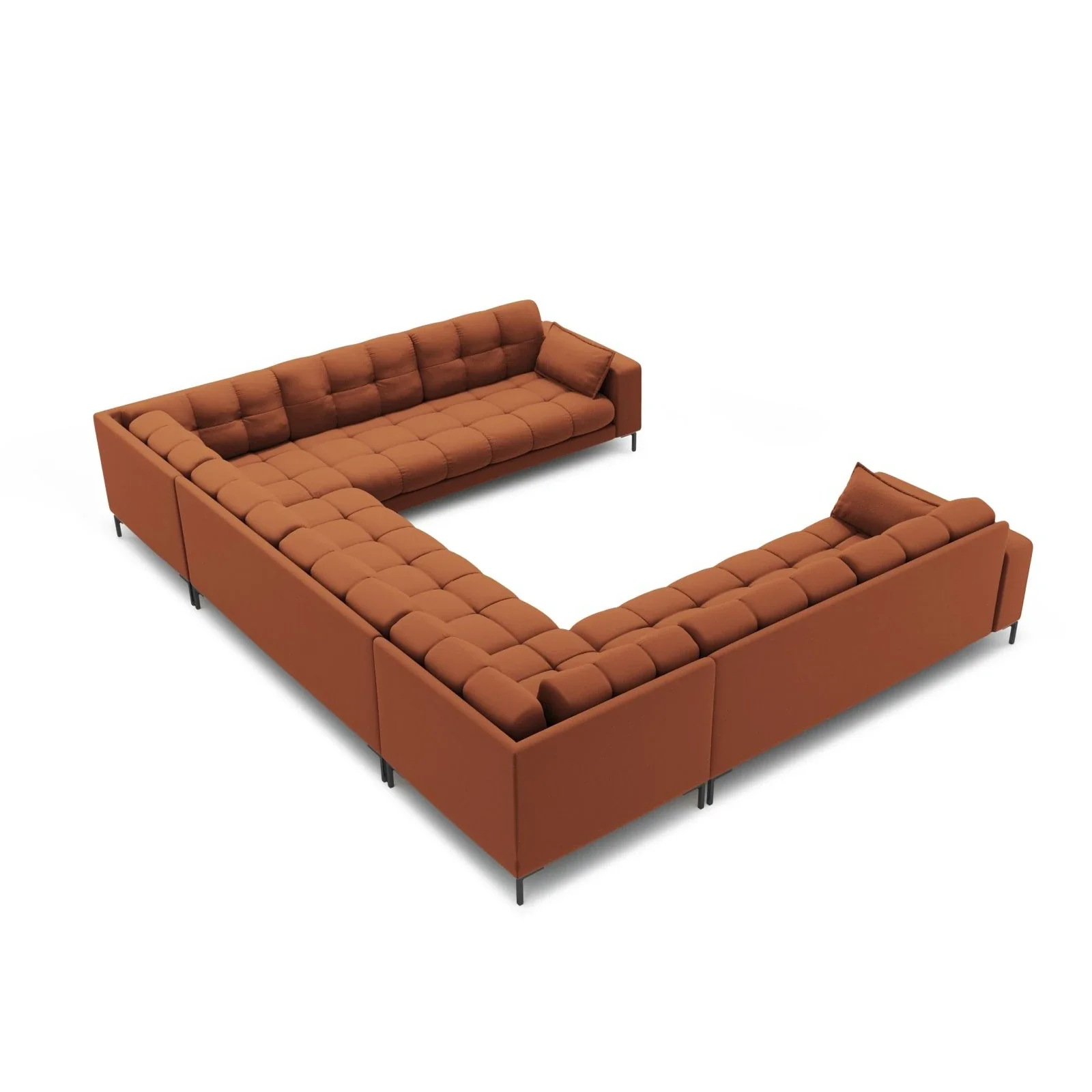Mamaia 9-Sitzer Panorama-Sofa symmetrisch, Metallbeine Schwarz, mit Bezug aus Samt oder Strukturstoff, 337x256 cm - Image 31