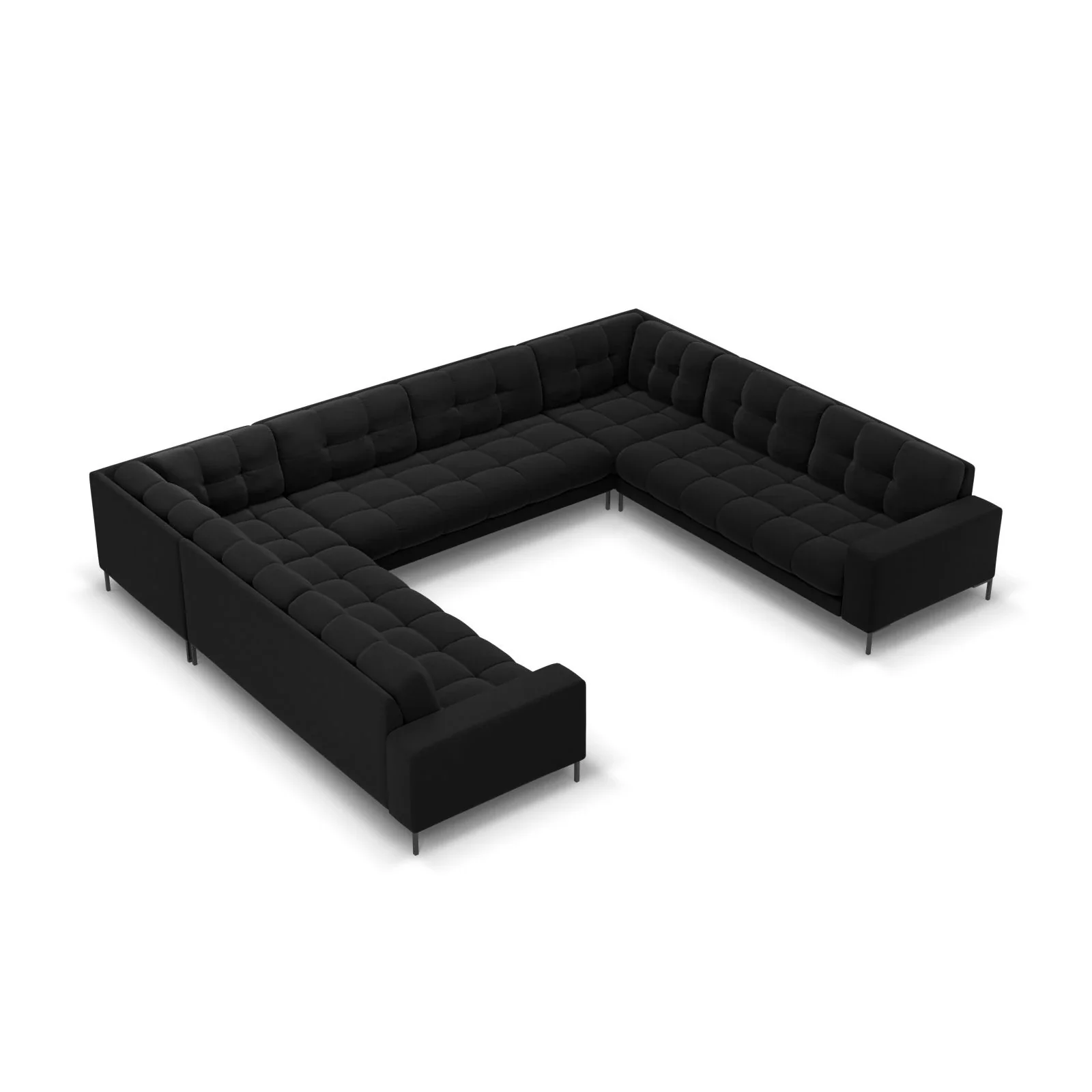 Mamaia 9-Sitzer Panorama-Sofa symmetrisch, Metallbeine Schwarz, mit Bezug aus Samt oder Strukturstoff, 337x256 cm - Image 57