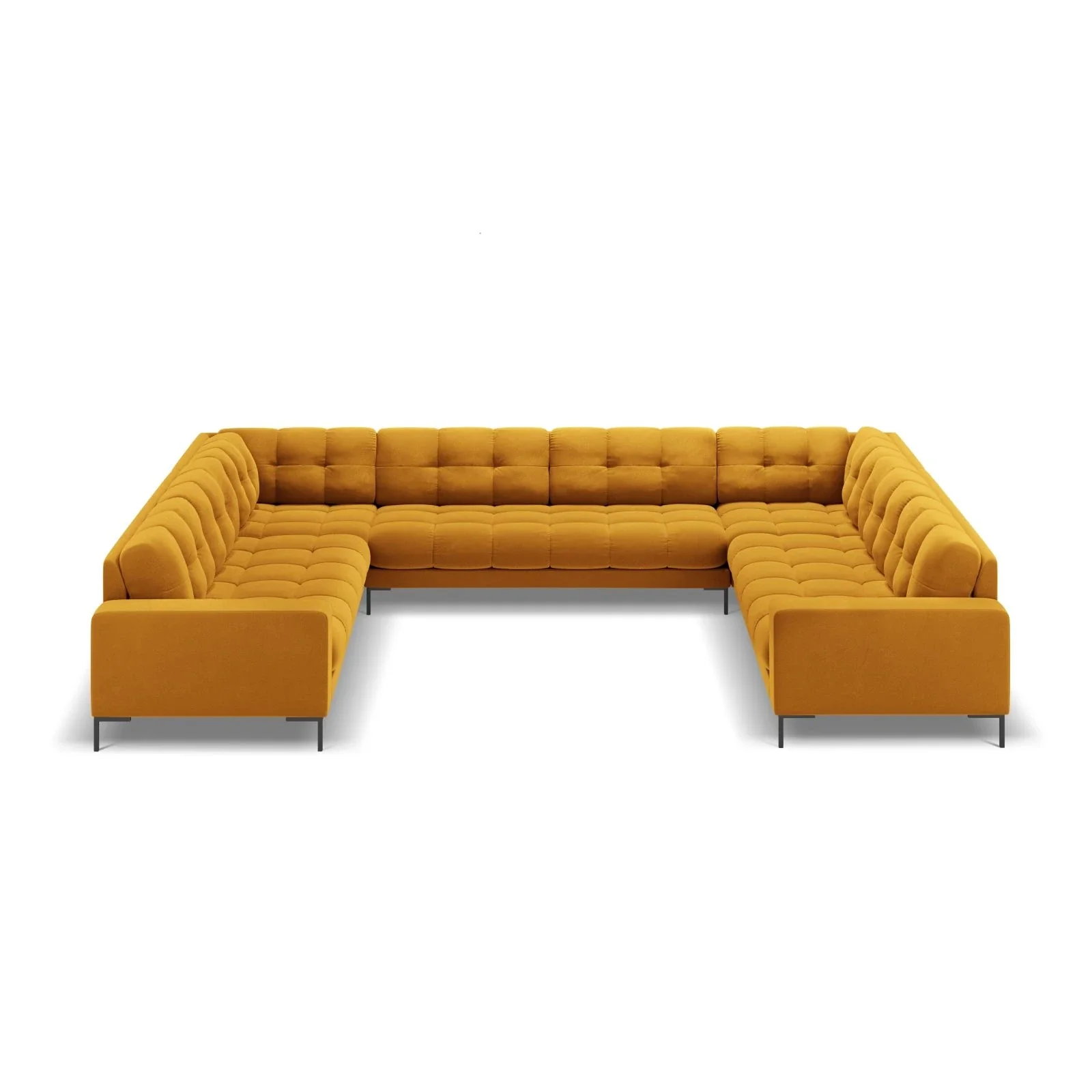 Mamaia 9-Sitzer Panorama-Sofa symmetrisch, Metallbeine Schwarz, mit Bezug aus Samt oder Strukturstoff, 337x256 cm - Image 82