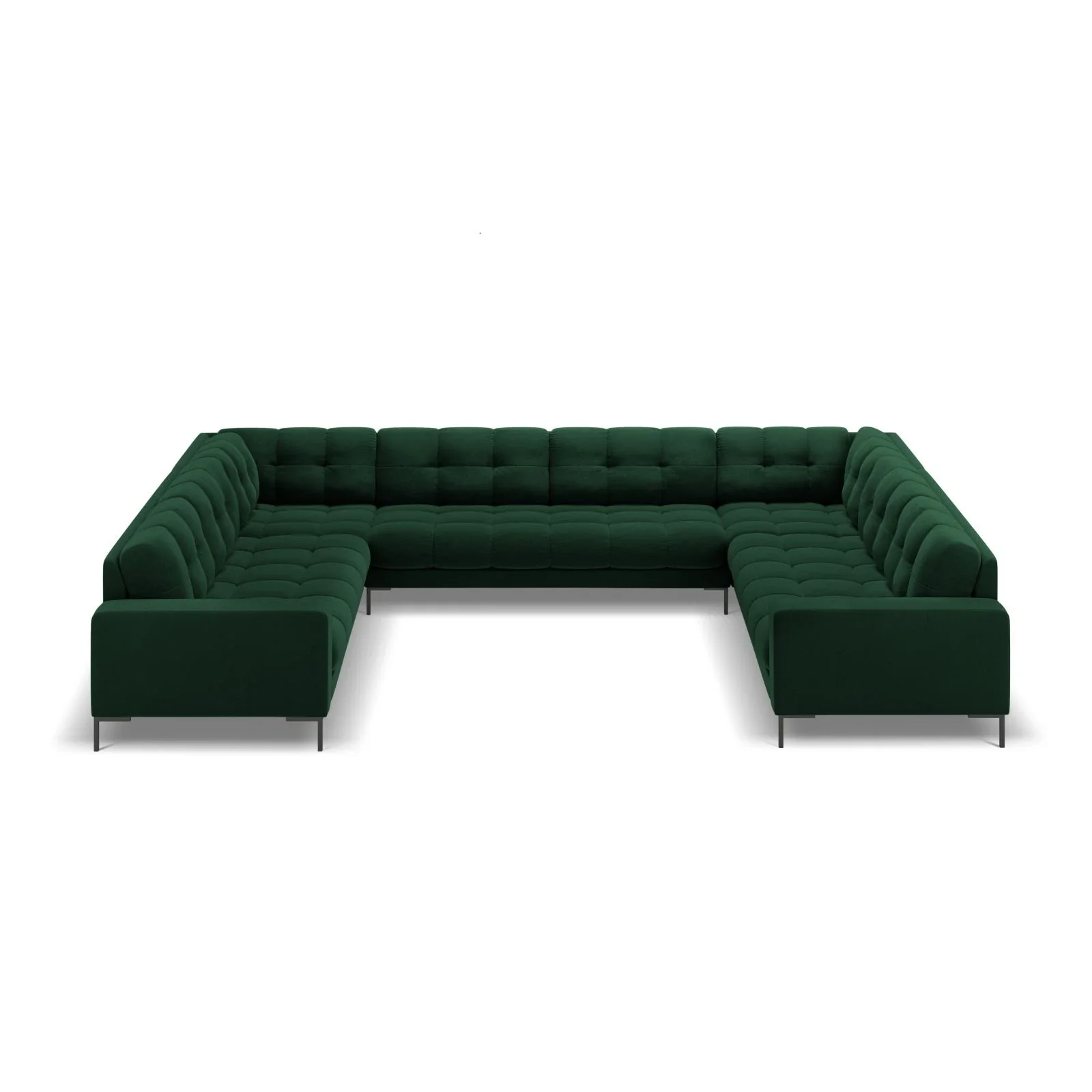 Mamaia 9-Sitzer Panorama-Sofa symmetrisch, Metallbeine Schwarz, mit Bezug aus Samt oder Strukturstoff, 337x256 cm - Image 88