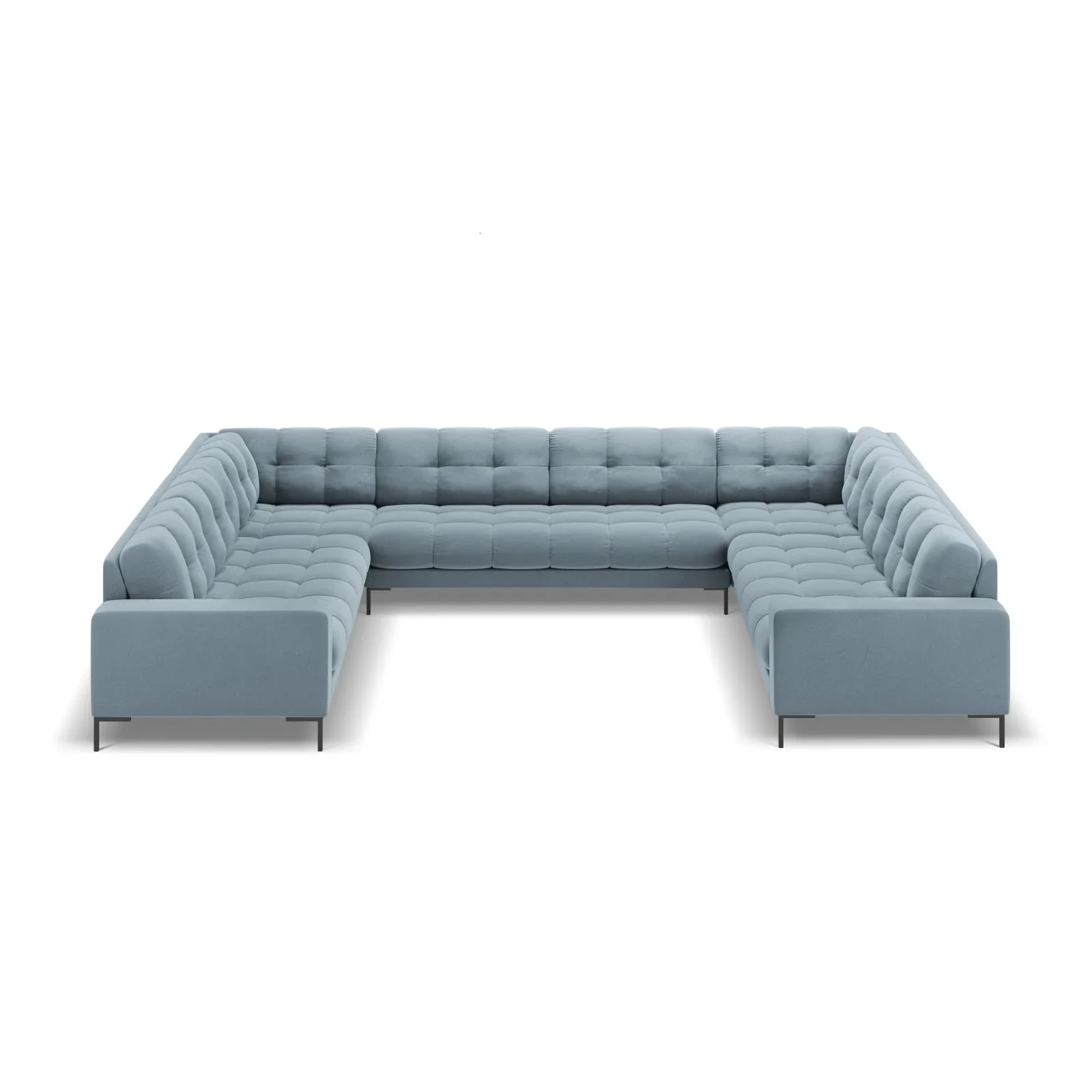 Mamaia 9-Sitzer Panorama-Sofa symmetrisch, Metallbeine Schwarz, mit Bezug aus Samt oder Strukturstoff, 337x256 cm - Image 94