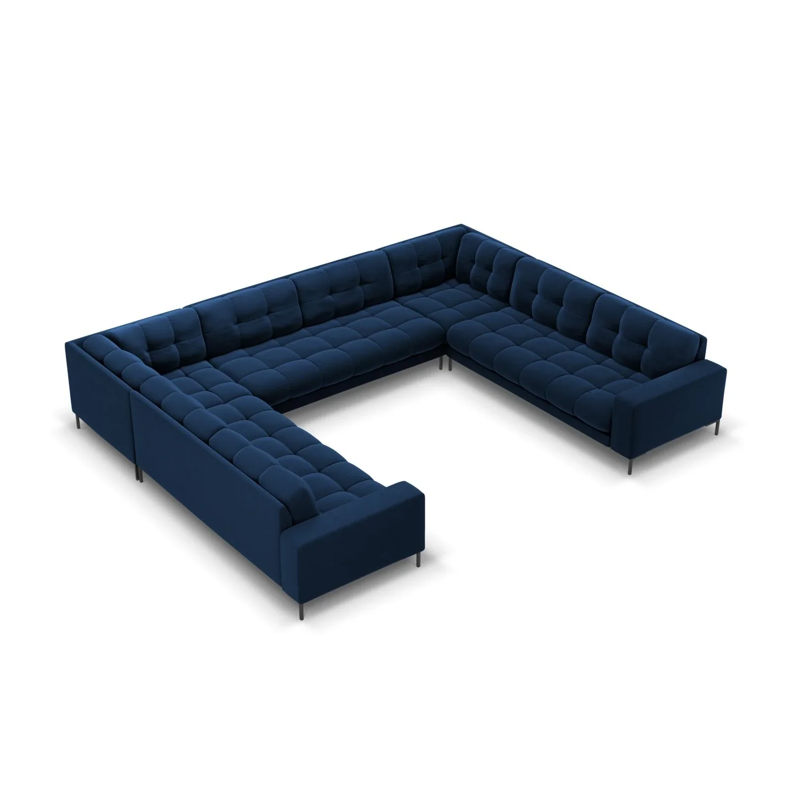 Mamaia 9-Sitzer Panorama-Sofa symmetrisch, Metallbeine Schwarz, mit Bezug aus Samt oder Strukturstoff, 337x256 cm - Image 99