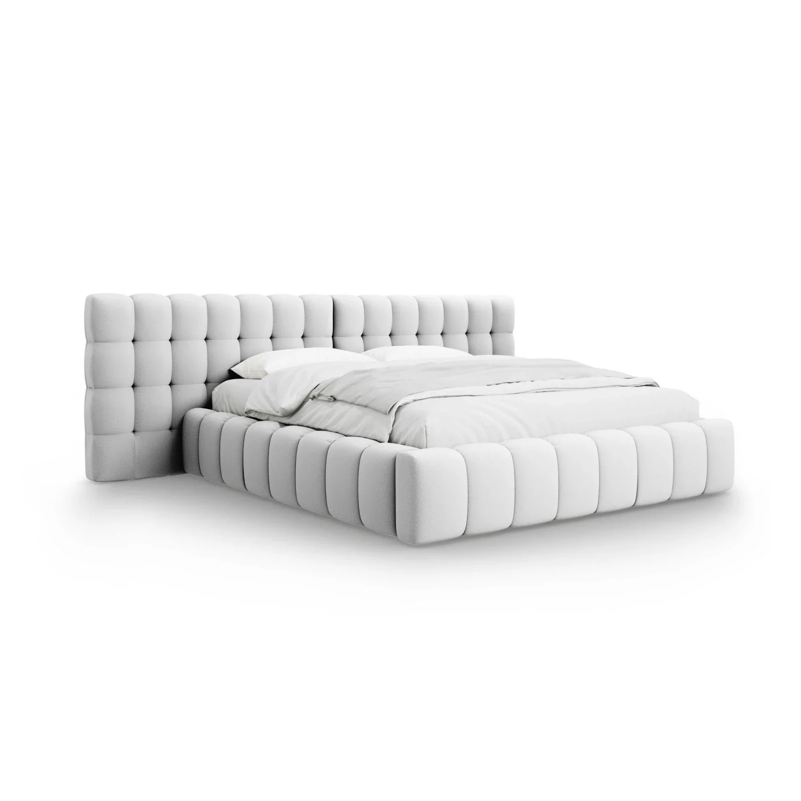Mamaia Bett mit Stauraum und Doppelkopfteil in Samt oder Strukturstoff, 160x200 cm - Image 15