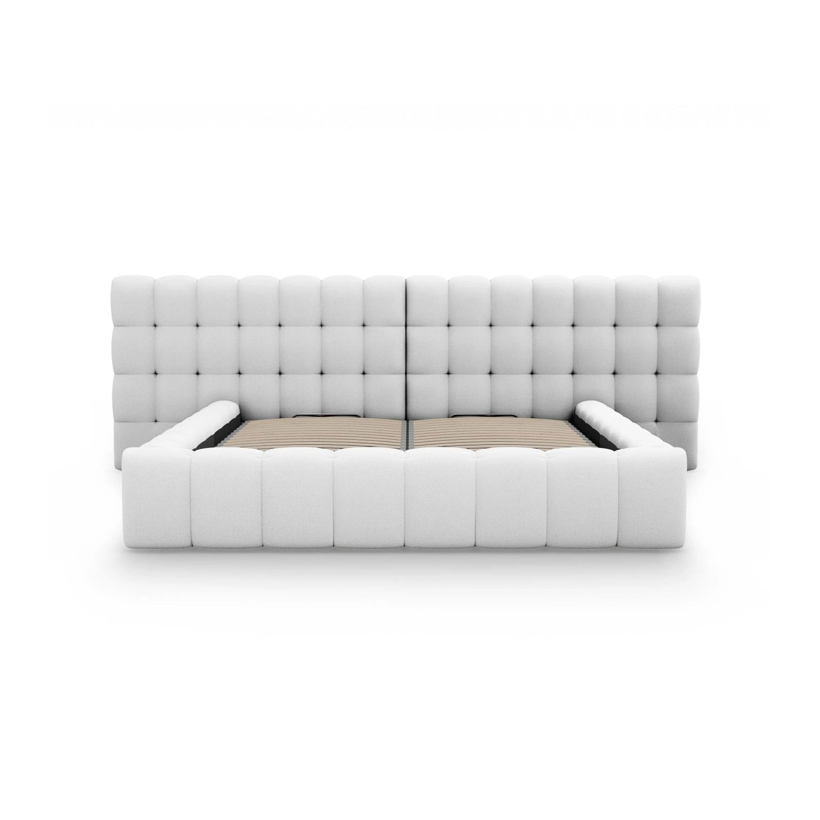 Mamaia Bett mit Stauraum und Doppelkopfteil in Samt oder Strukturstoff, 160x200 cm - Image 17