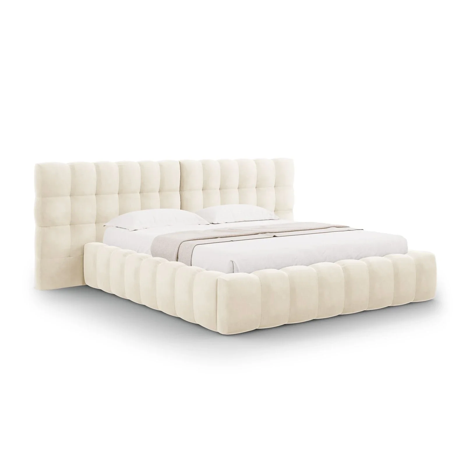 Mamaia Bett mit Stauraum und Doppelkopfteil in Samt oder Strukturstoff, 160x200 cm - Image 50