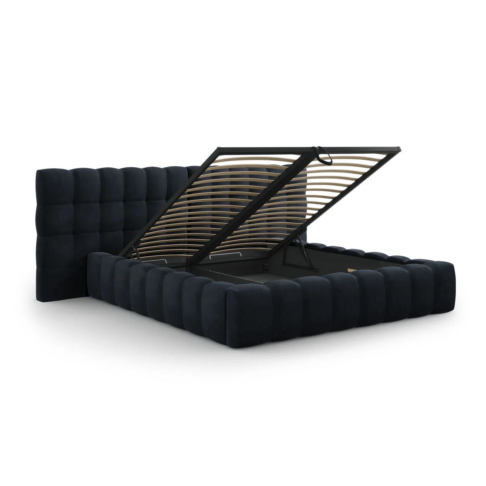Mamaia Bett mit Stauraum und Doppelkopfteil in Samt oder Strukturstoff, 160x200 cm - Image 78