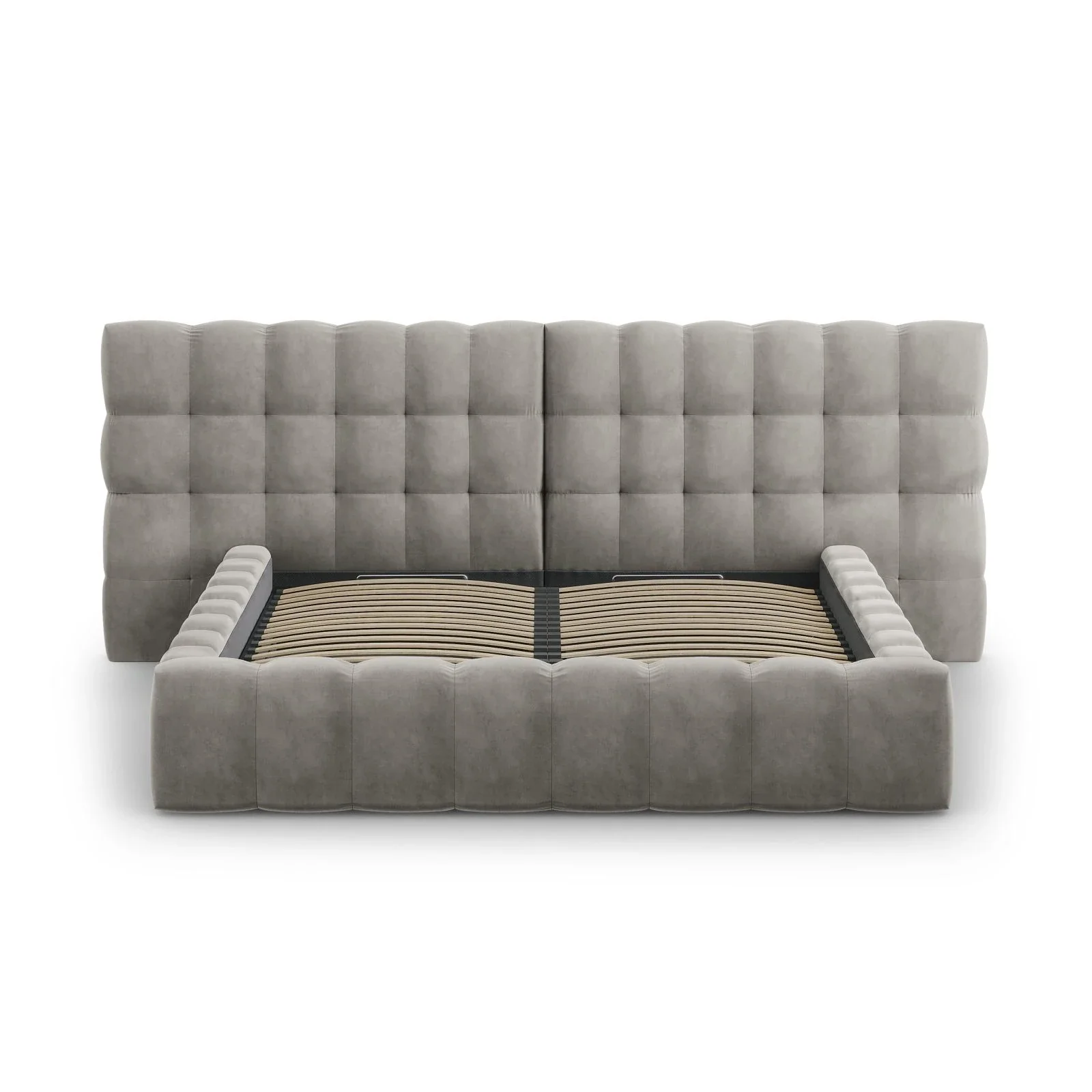Mamaia Bett mit Stauraum und Doppelkopfteil in Samt oder Strukturstoff, 160x200 cm - Image 84