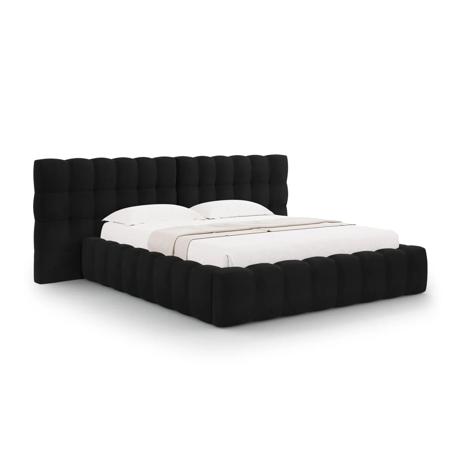 Mamaia Bett mit Stauraum und Doppelkopfteil in Samt oder Strukturstoff, 160x200 cm - Image 98