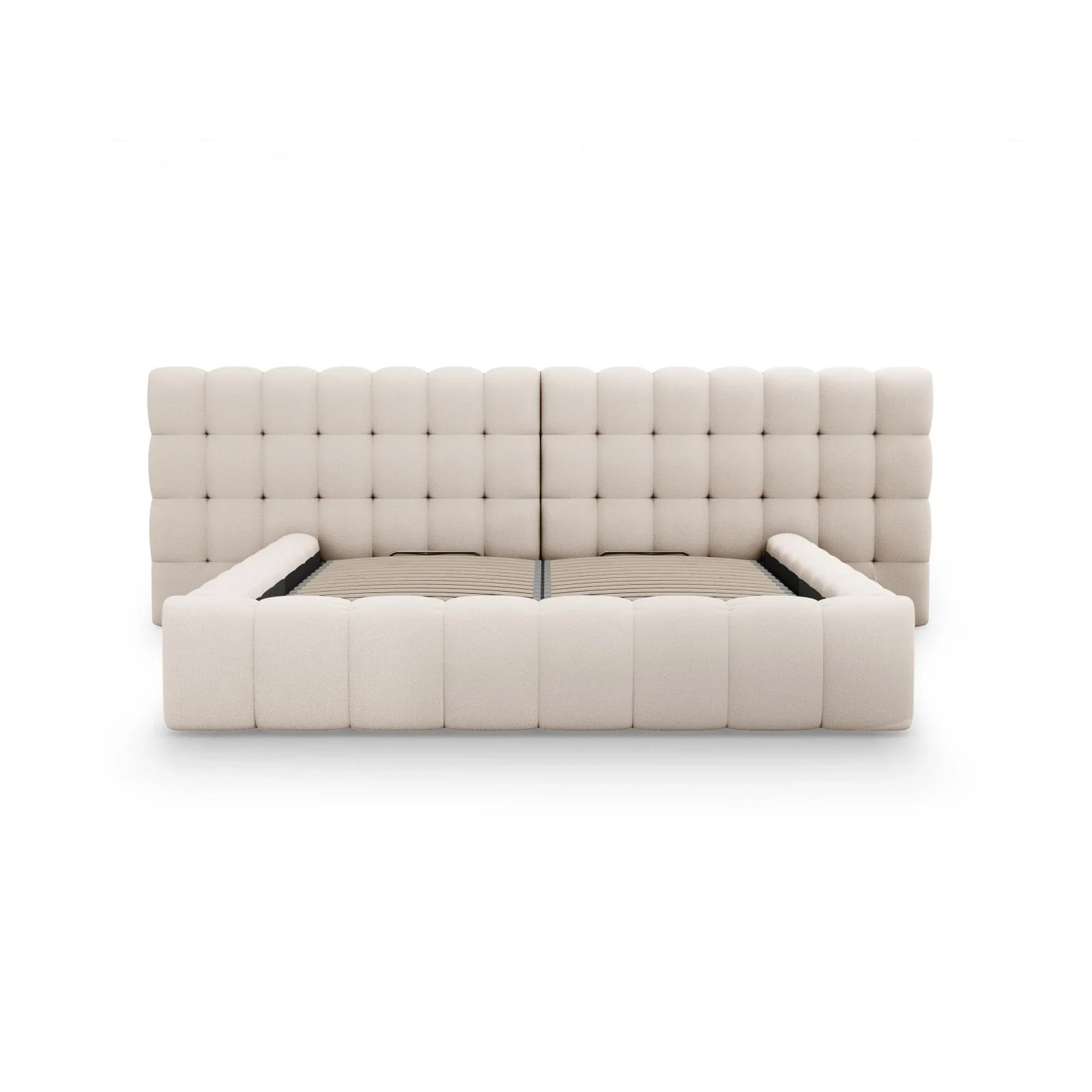 Mamaia Bett mit Stauraum und Doppelkopfteil in Samt oder Strukturstoff, 180x200 cm - Image 10