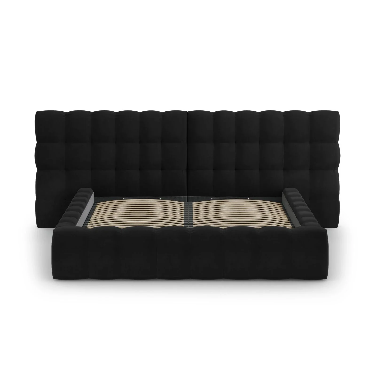 Mamaia Bett mit Stauraum und Doppelkopfteil in Samt oder Strukturstoff, 180x200 cm - Image 100