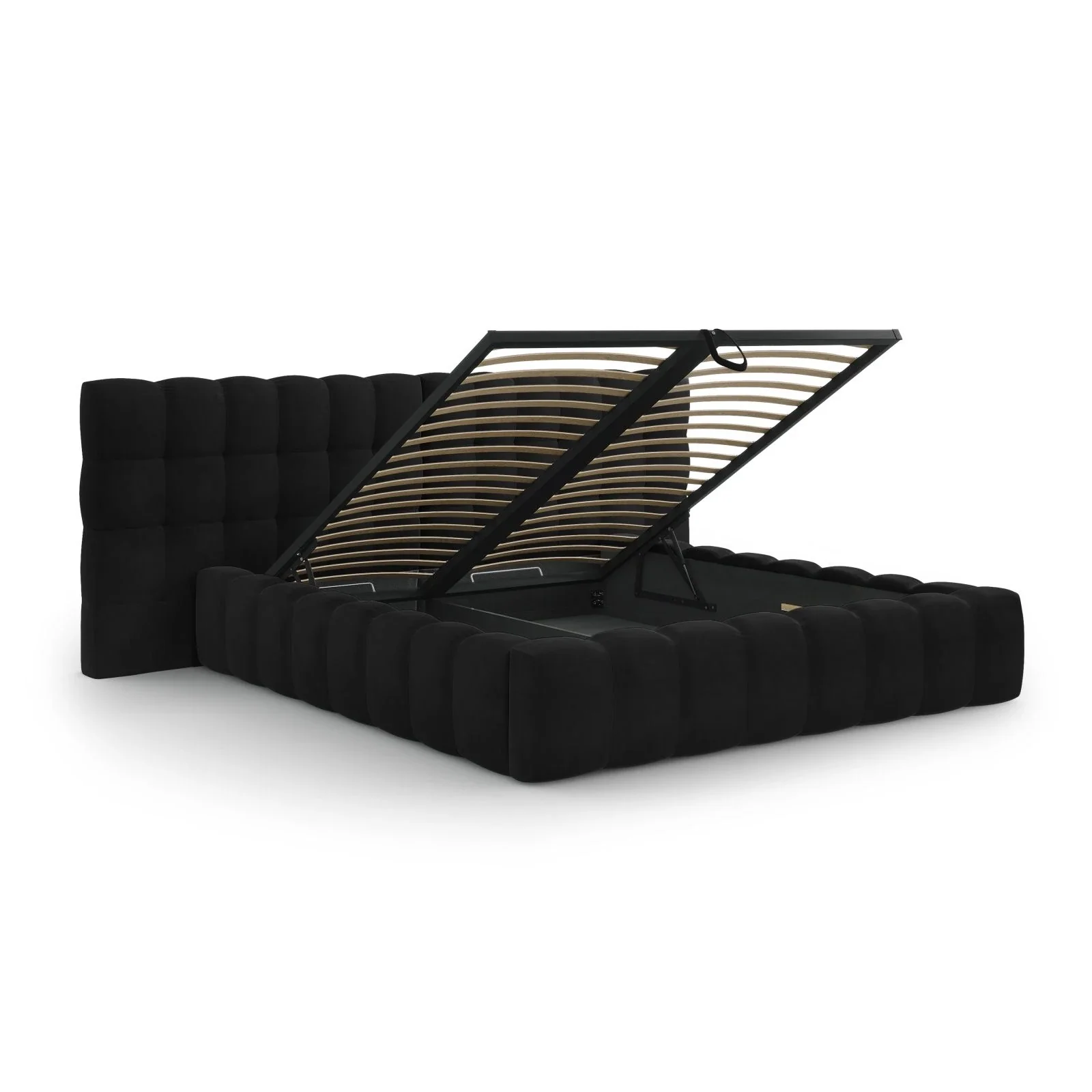 Mamaia Bett mit Stauraum und Doppelkopfteil in Samt oder Strukturstoff, 180x200 cm - Image 102