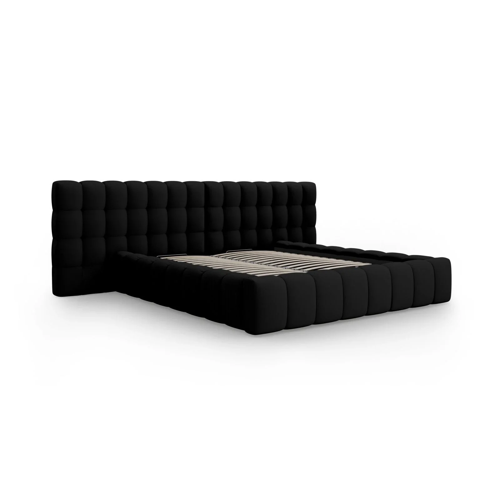 Mamaia Bett mit Stauraum und Doppelkopfteil in Samt oder Strukturstoff, 180x200 cm - Image 32
