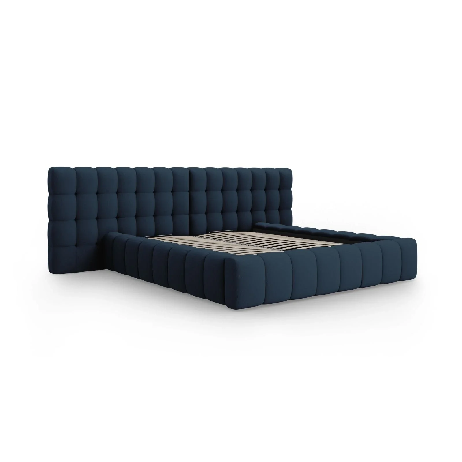 Mamaia Bett mit Stauraum und Doppelkopfteil in Samt oder Strukturstoff, 180x200 cm - Image 39
