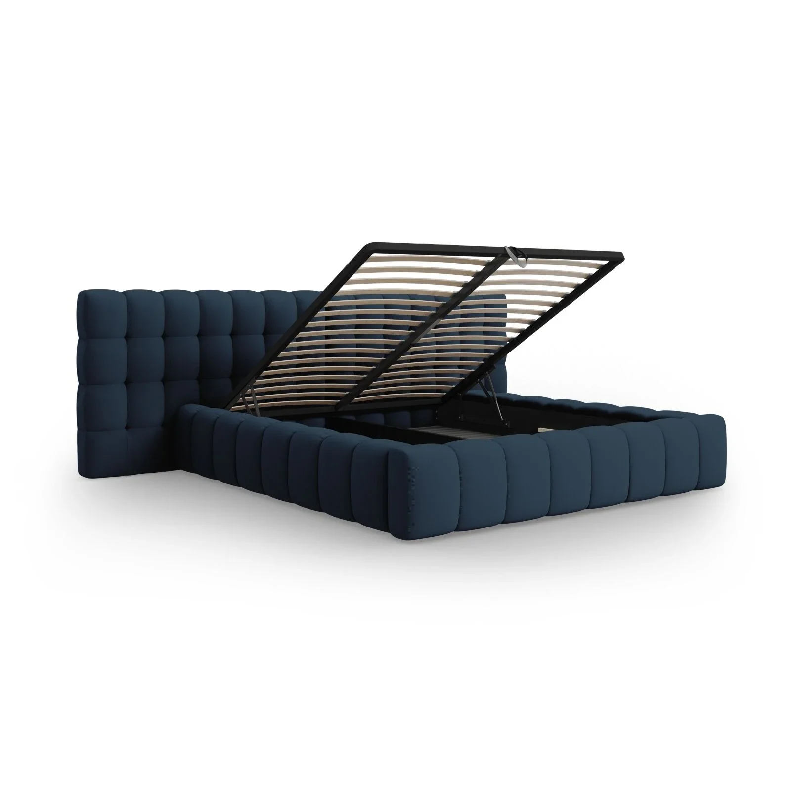 Mamaia Bett mit Stauraum und Doppelkopfteil in Samt oder Strukturstoff, 180x200 cm - Image 40