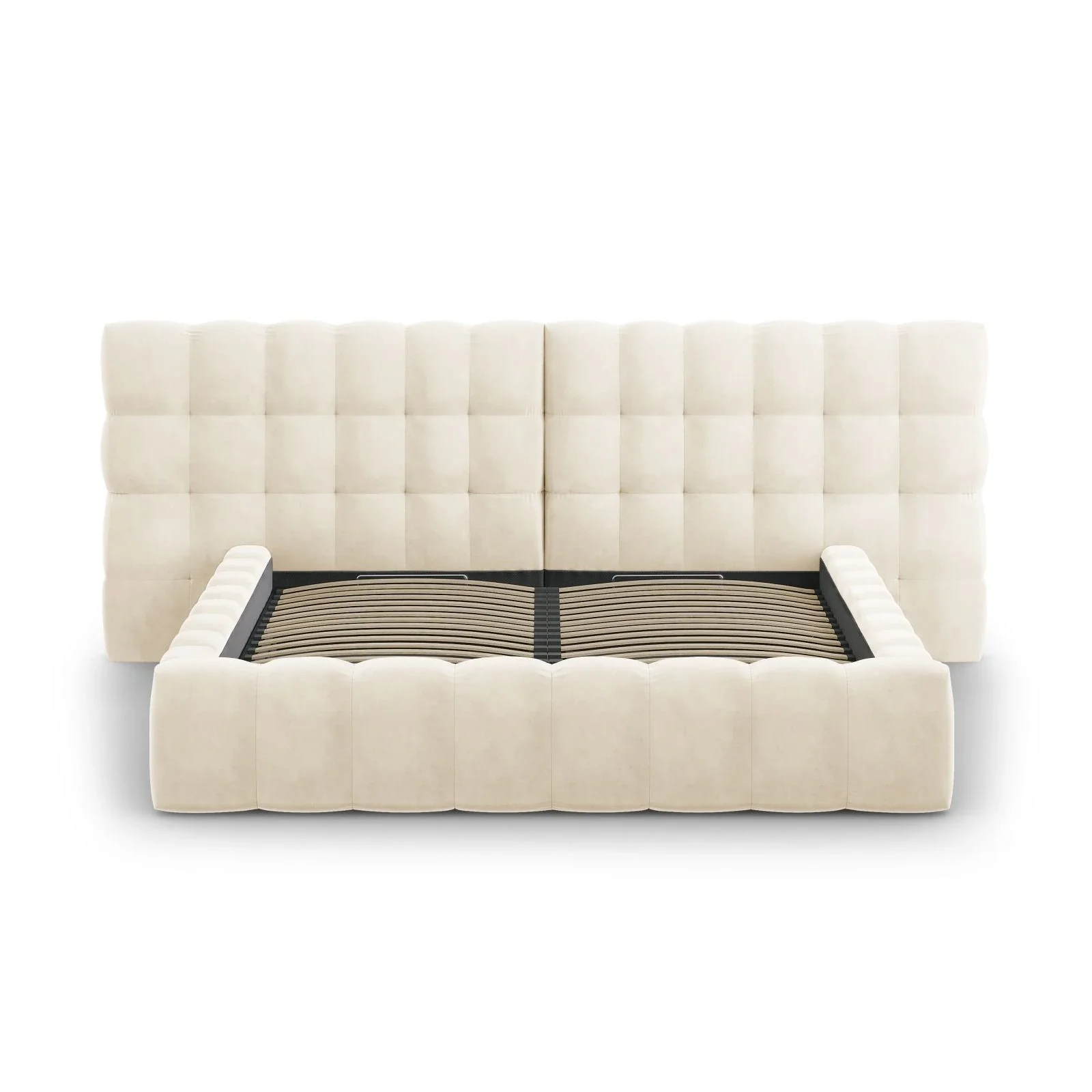 Mamaia Bett mit Stauraum und Doppelkopfteil in Samt oder Strukturstoff, 180x200 cm - Image 52