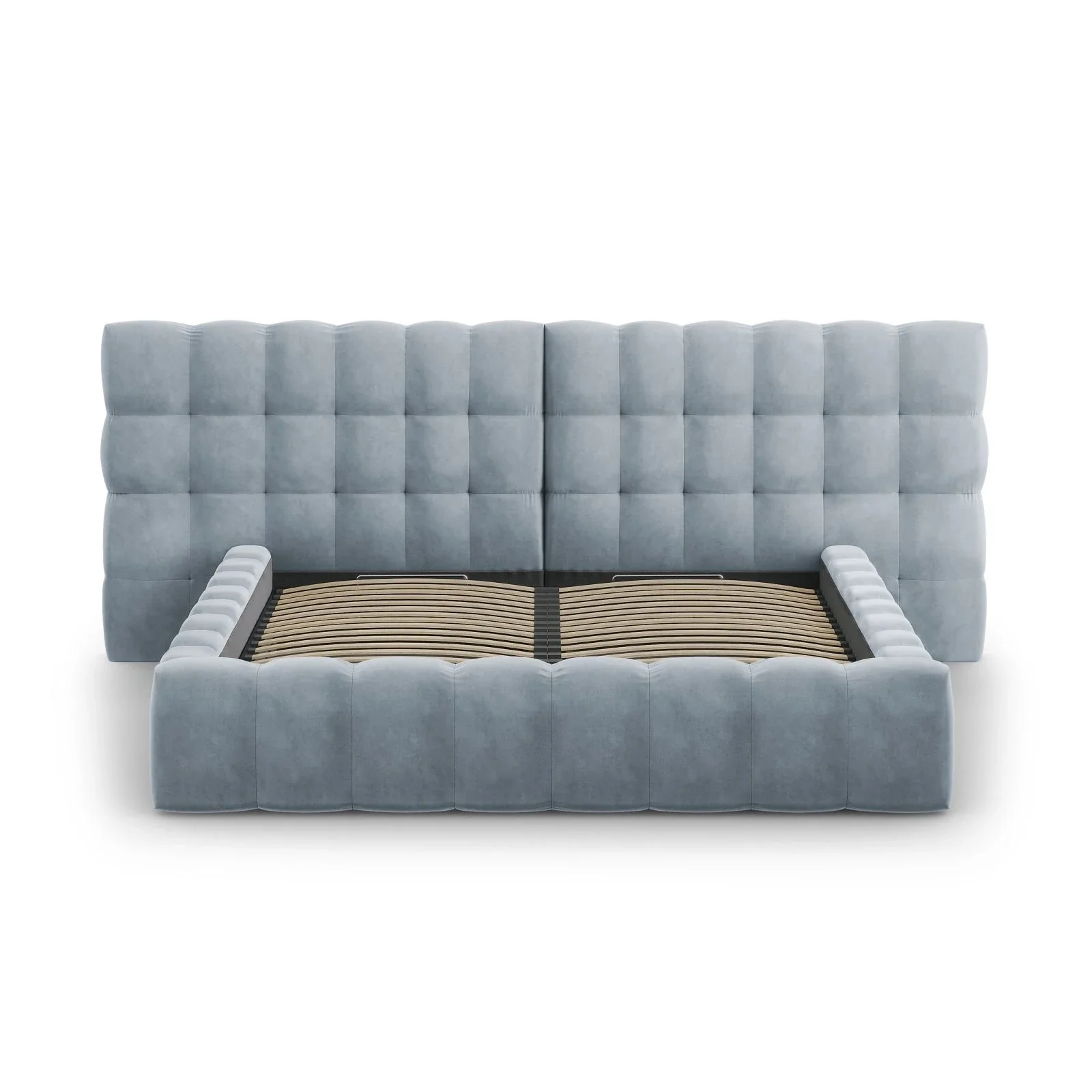 Mamaia Bett mit Stauraum und Doppelkopfteil in Samt oder Strukturstoff, 180x200 cm - Image 60