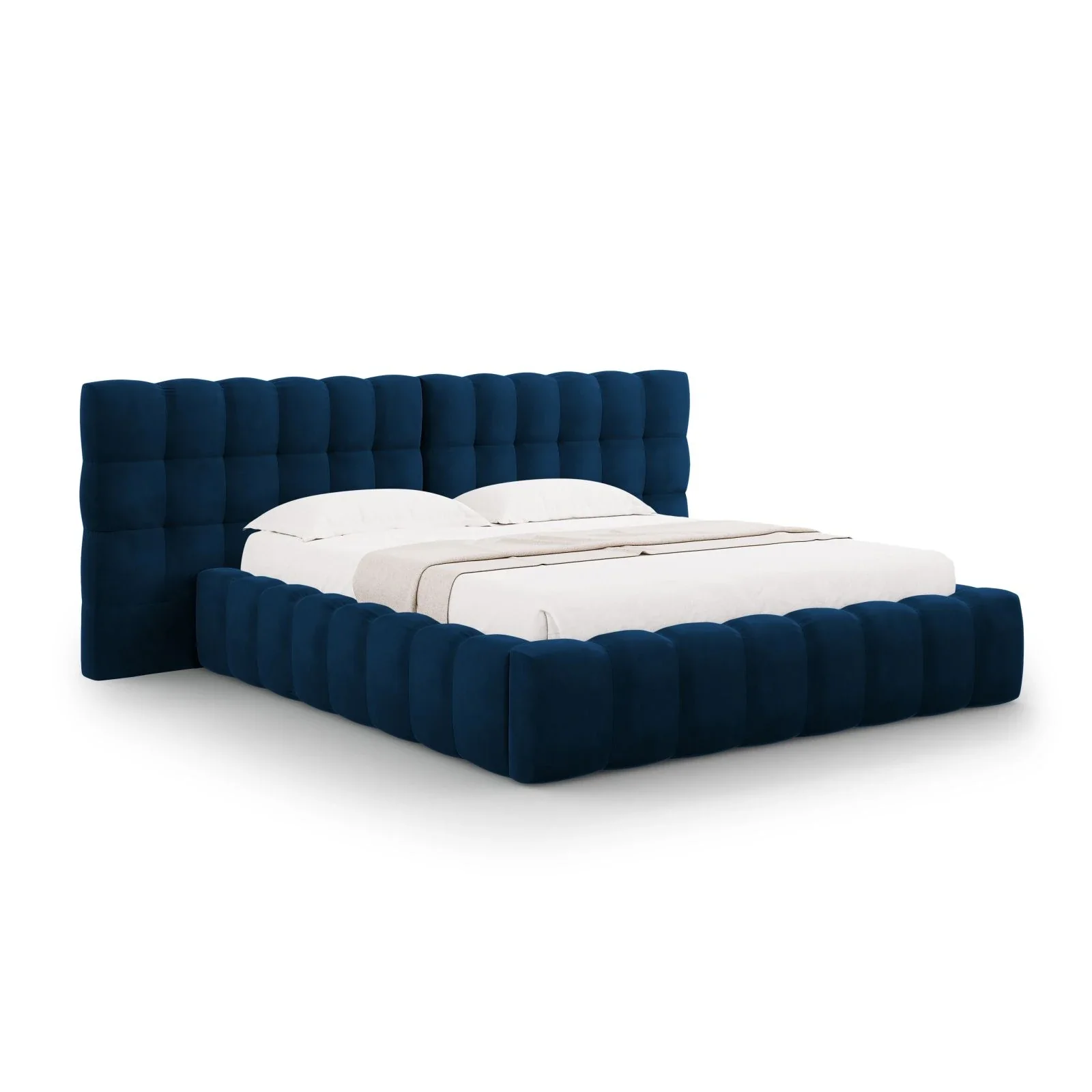 Mamaia Bett mit Stauraum und Doppelkopfteil in Samt oder Strukturstoff, 180x200 cm - Image 66