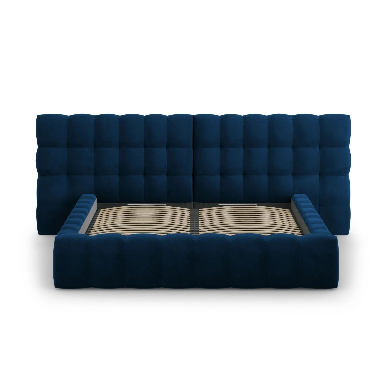 Mamaia Bett mit Stauraum und Doppelkopfteil in Samt oder Strukturstoff, 180x200 cm - Image 68