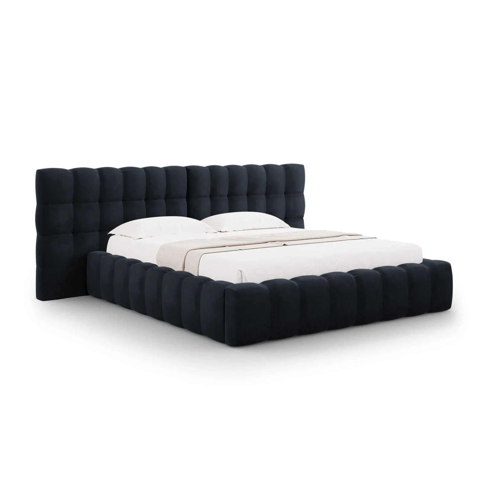 Mamaia Bett mit Stauraum und Doppelkopfteil in Samt oder Strukturstoff, 180x200 cm - Image 74