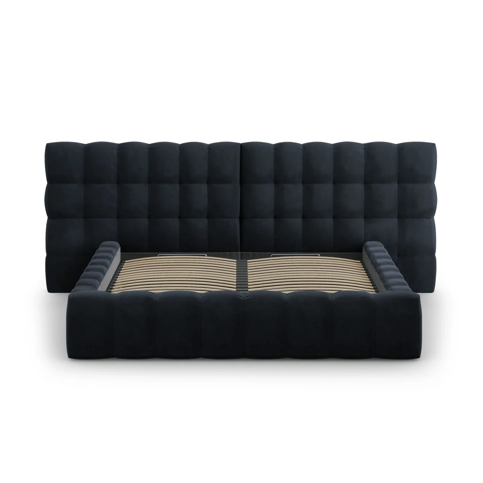 Mamaia Bett mit Stauraum und Doppelkopfteil in Samt oder Strukturstoff, 180x200 cm - Image 76