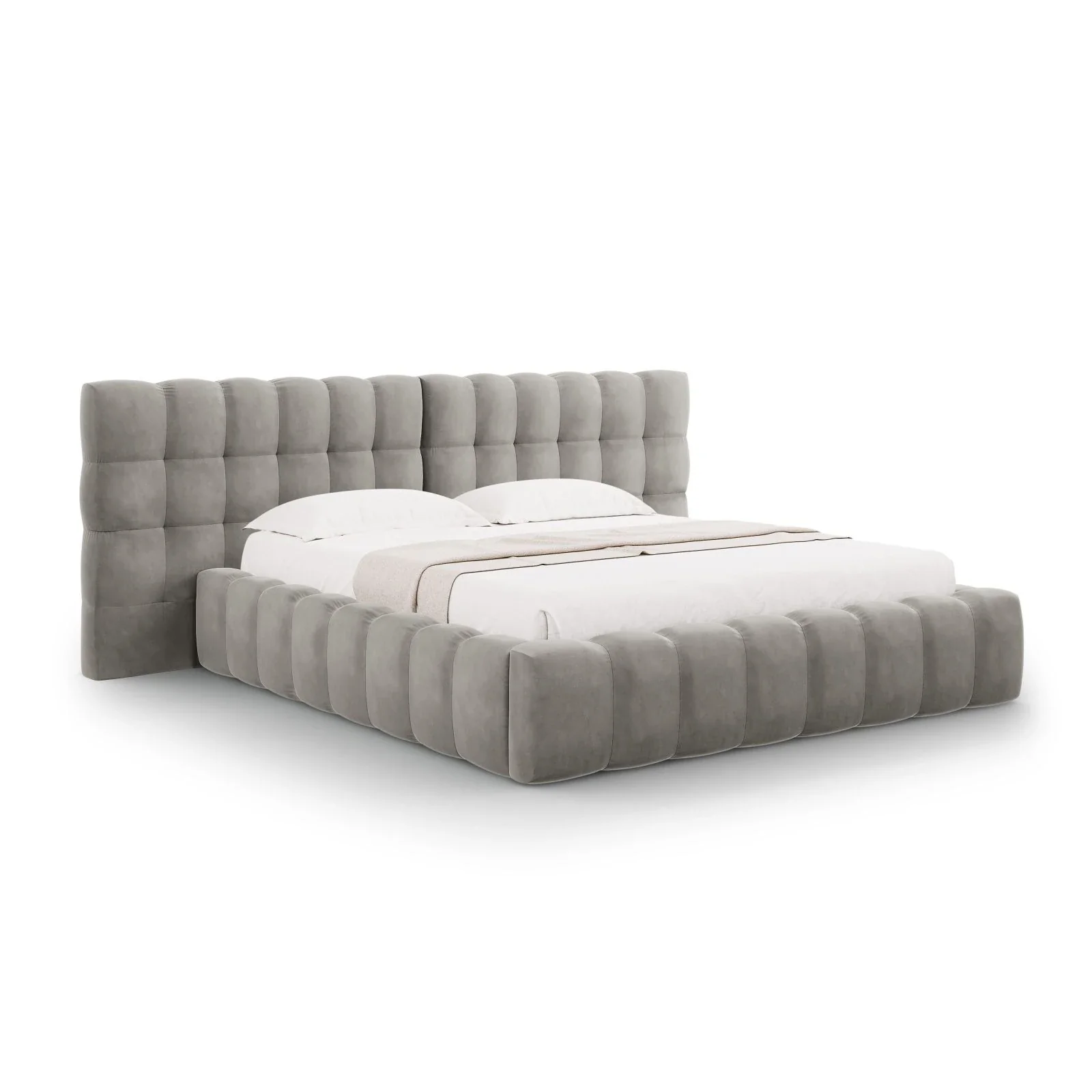 Mamaia Bett mit Stauraum und Doppelkopfteil in Samt oder Strukturstoff, 180x200 cm - Image 82