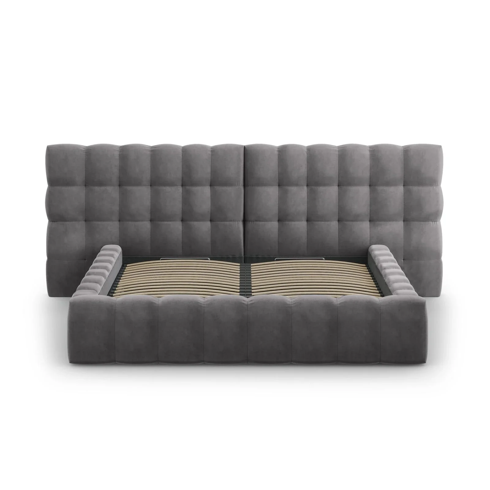 Mamaia Bett mit Stauraum und Doppelkopfteil in Samt oder Strukturstoff, 180x200 cm - Image 92
