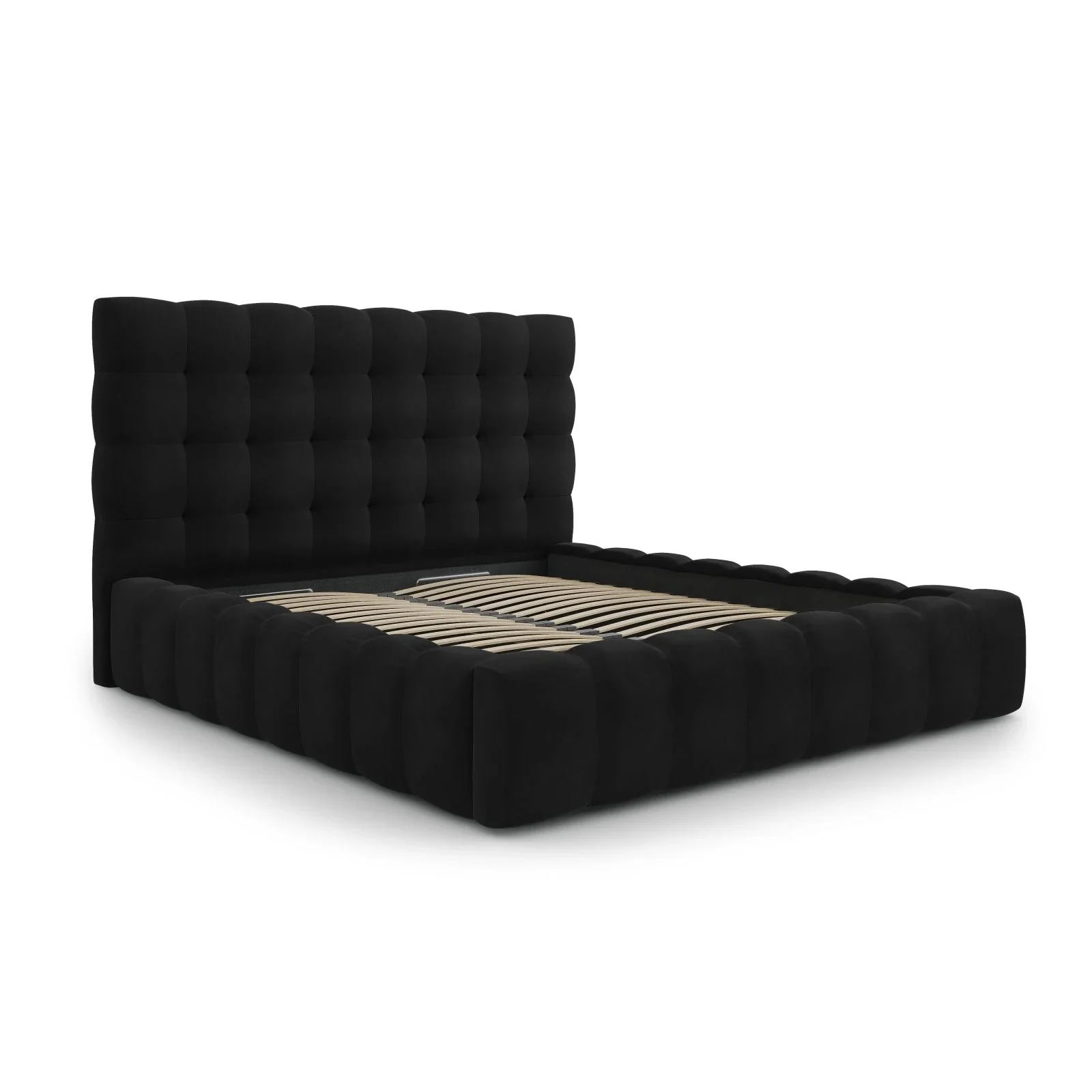 Mamaia Bett mit Stauraum und Kopfteil in Samt oder Strukturstoff, 140x200 cm - Image 101