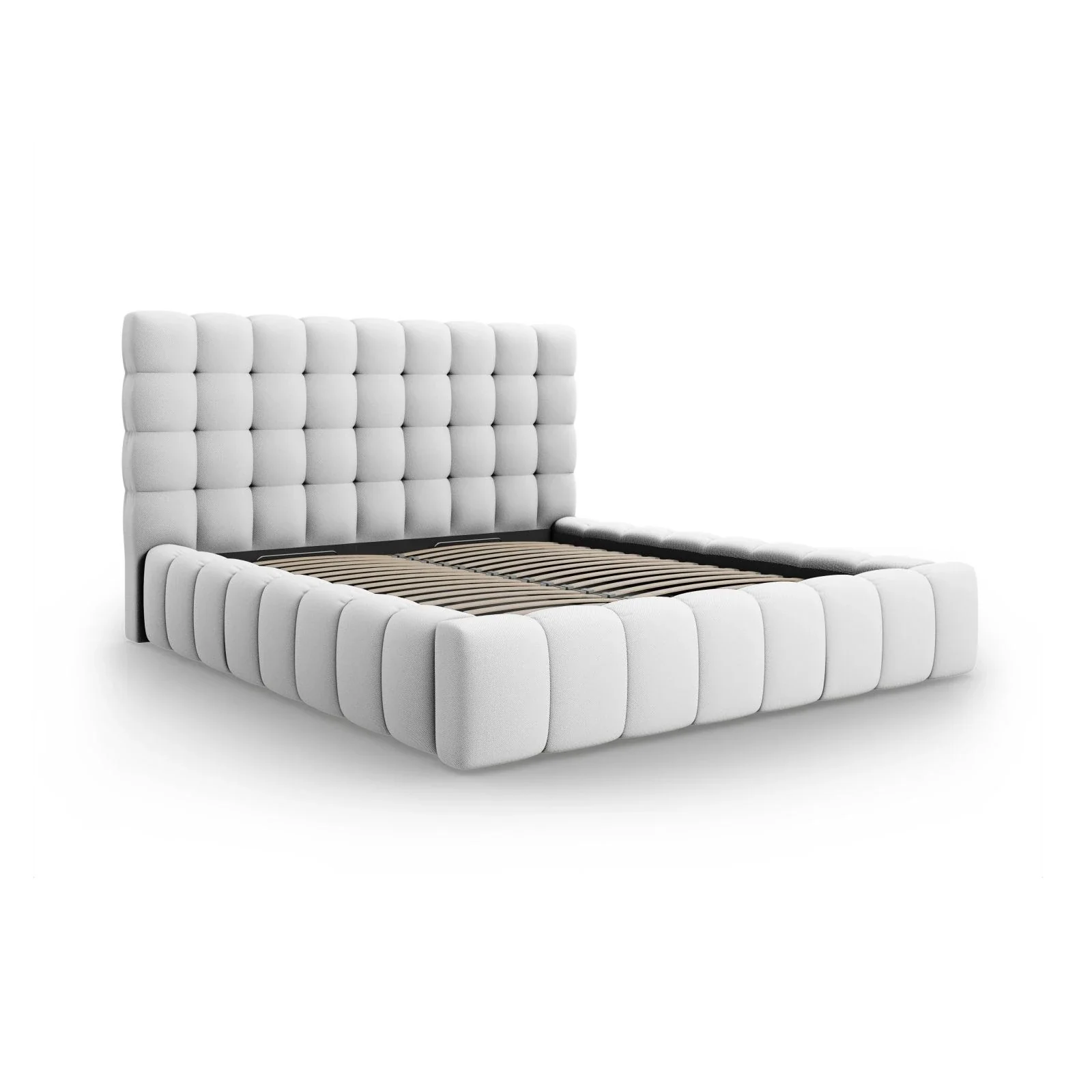 Mamaia Bett mit Stauraum und Kopfteil in Samt oder Strukturstoff, 140x200 cm - Image 18