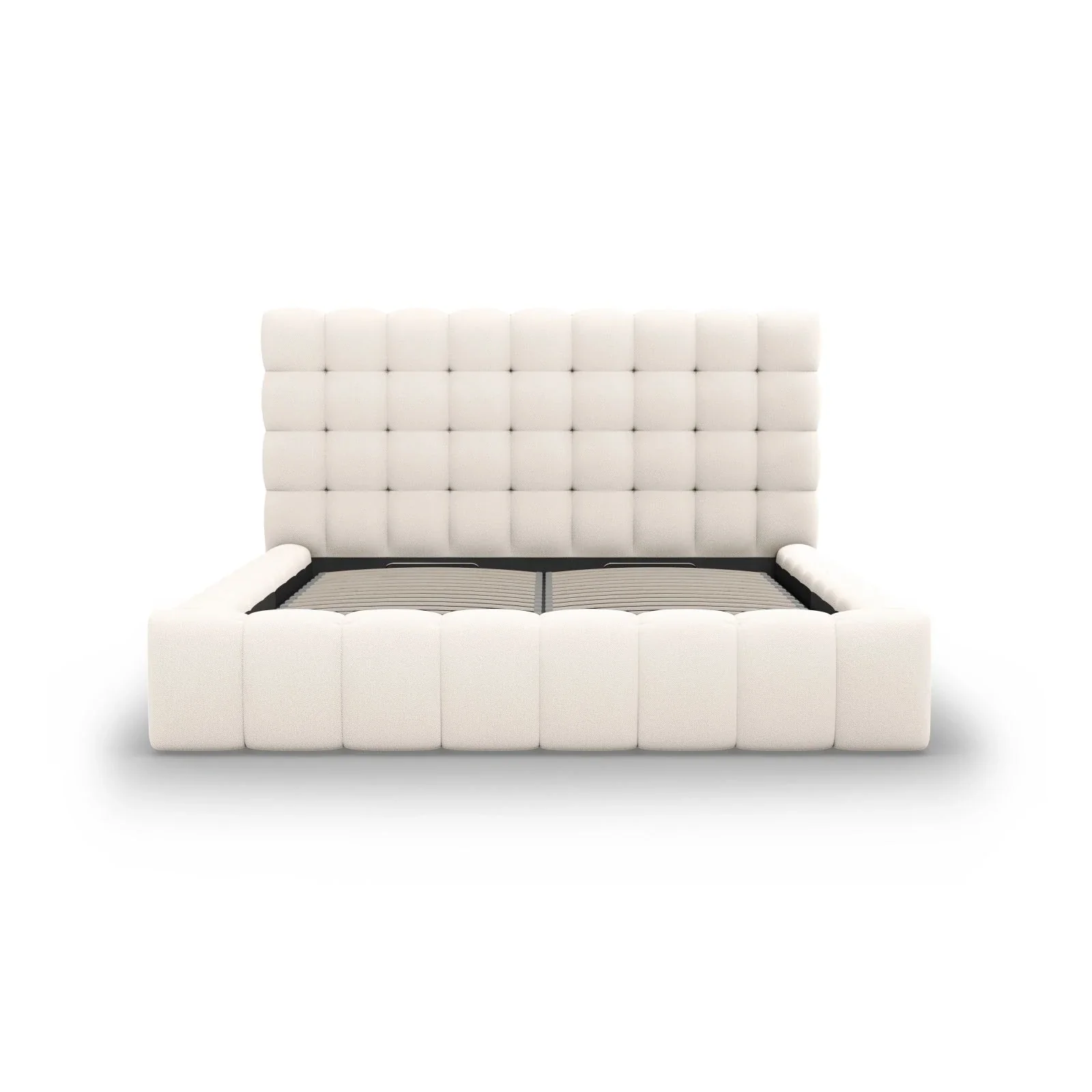 Mamaia Bett mit Stauraum und Kopfteil in Samt oder Strukturstoff, 140x200 cm - Image 3
