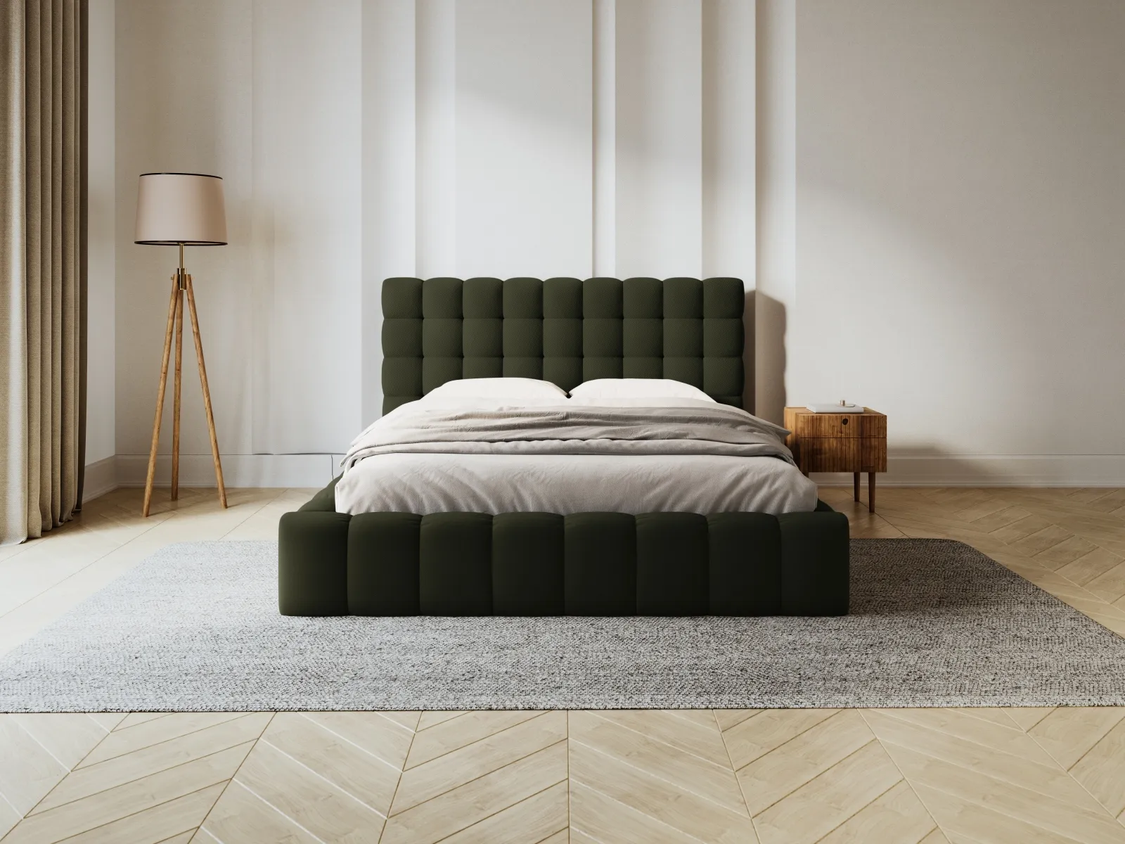 Mamaia Bett mit Stauraum und Kopfteil in Samt oder Strukturstoff, 140x200 cm - Image 44