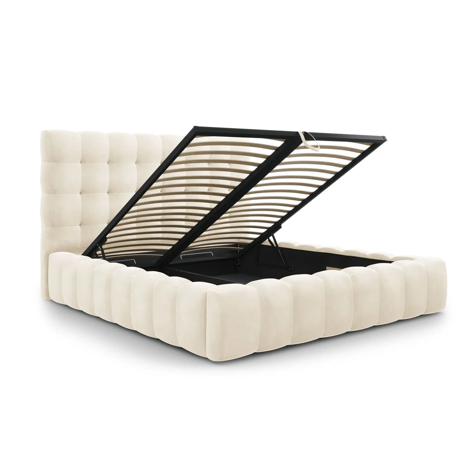 Mamaia Bett mit Stauraum und Kopfteil in Samt oder Strukturstoff, 140x200 cm - Image 54