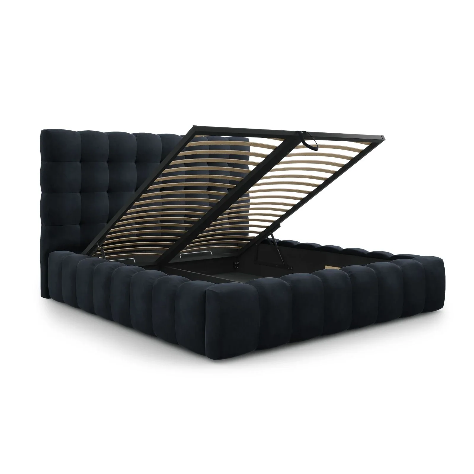 Mamaia Bett mit Stauraum und Kopfteil in Samt oder Strukturstoff, 140x200 cm - Image 78