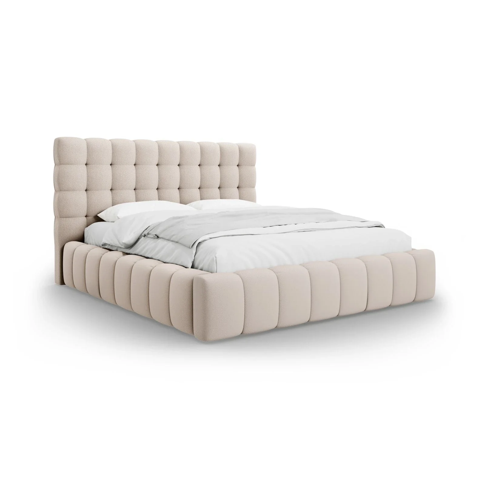 Mamaia Bett mit Stauraum und Kopfteil in Samt oder Strukturstoff, 140x200 cm - Image 8