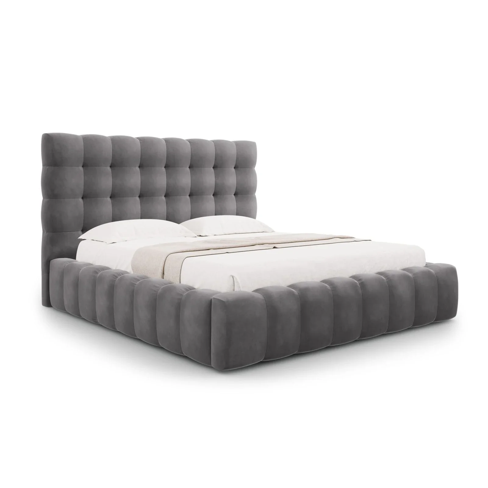 Mamaia Bett mit Stauraum und Kopfteil in Samt oder Strukturstoff, 160x200 cm - Image 90