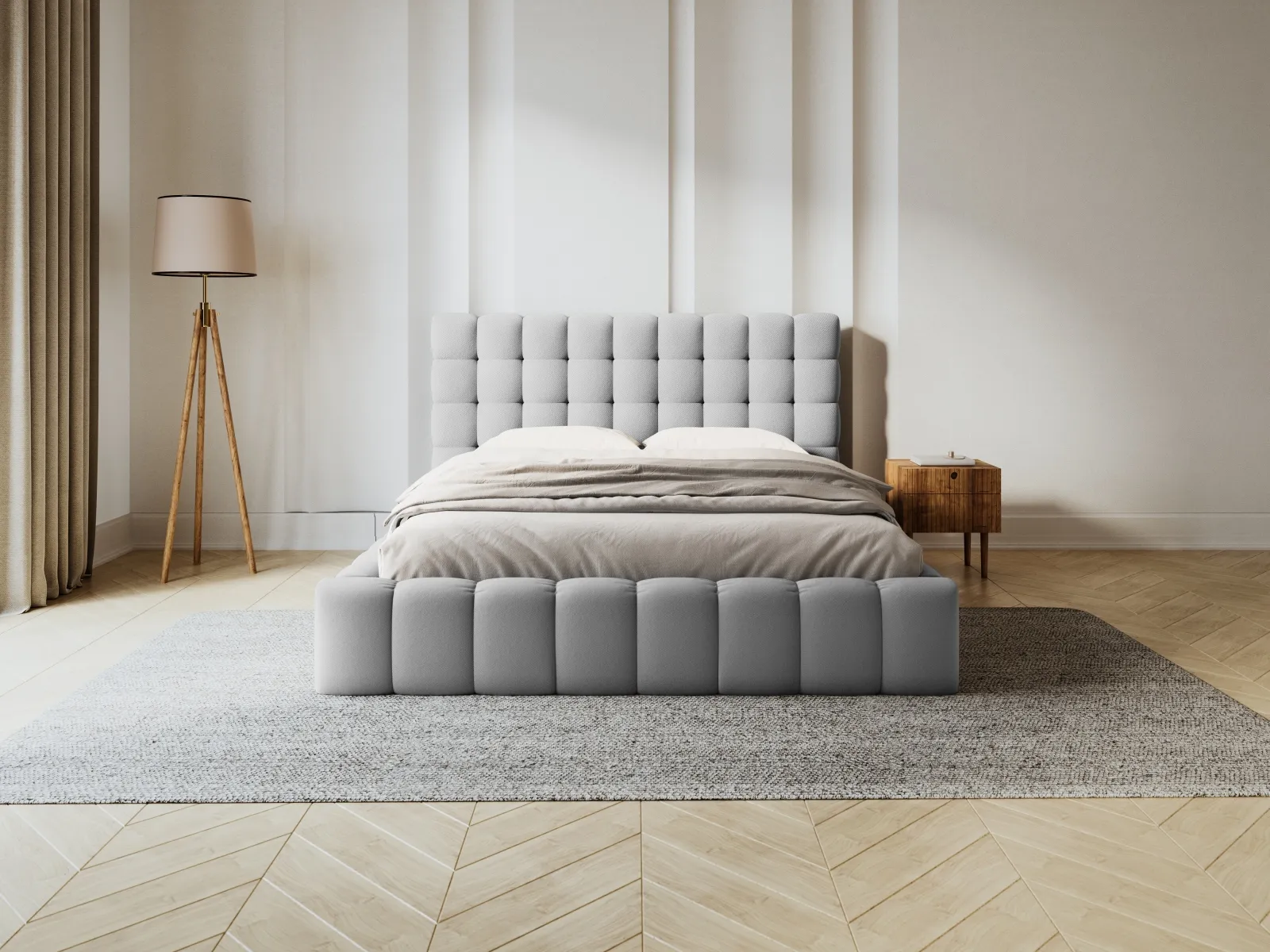 Mamaia Bett mit Stauraum und Kopfteil in Samt oder Strukturstoff, 180x200 cm - Image 16