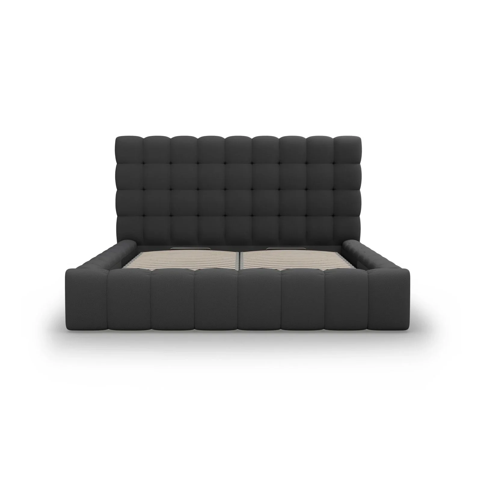 Mamaia Bett mit Stauraum und Kopfteil in Samt oder Strukturstoff, 180x200 cm - Image 24