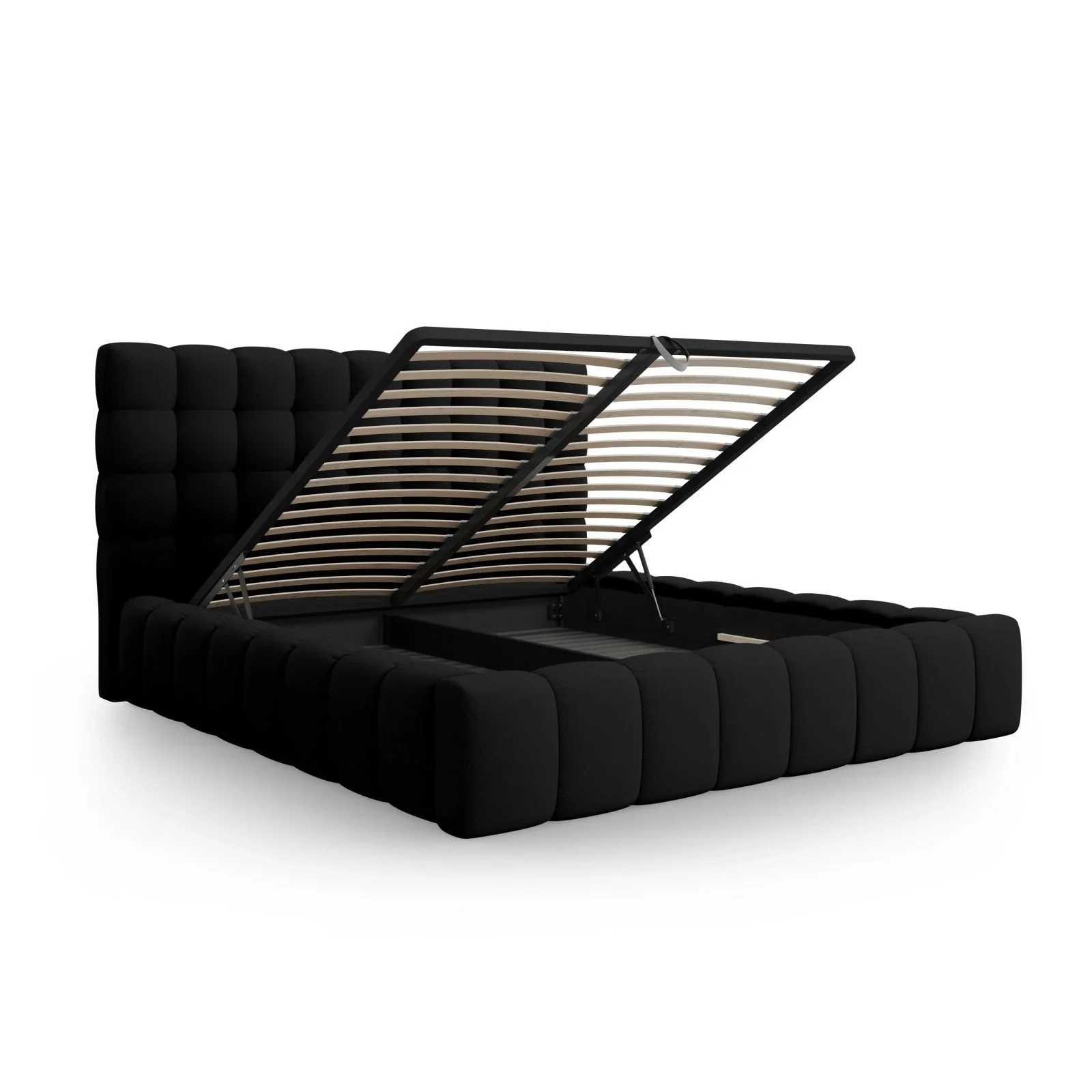 Mamaia Bett mit Stauraum und Kopfteil in Samt oder Strukturstoff, 180x200 cm - Image 33