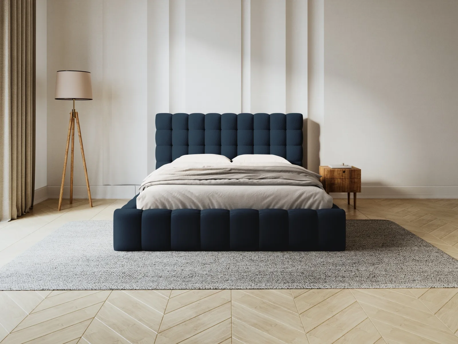 Mamaia Bett mit Stauraum und Kopfteil in Samt oder Strukturstoff, 180x200 cm - Image 37