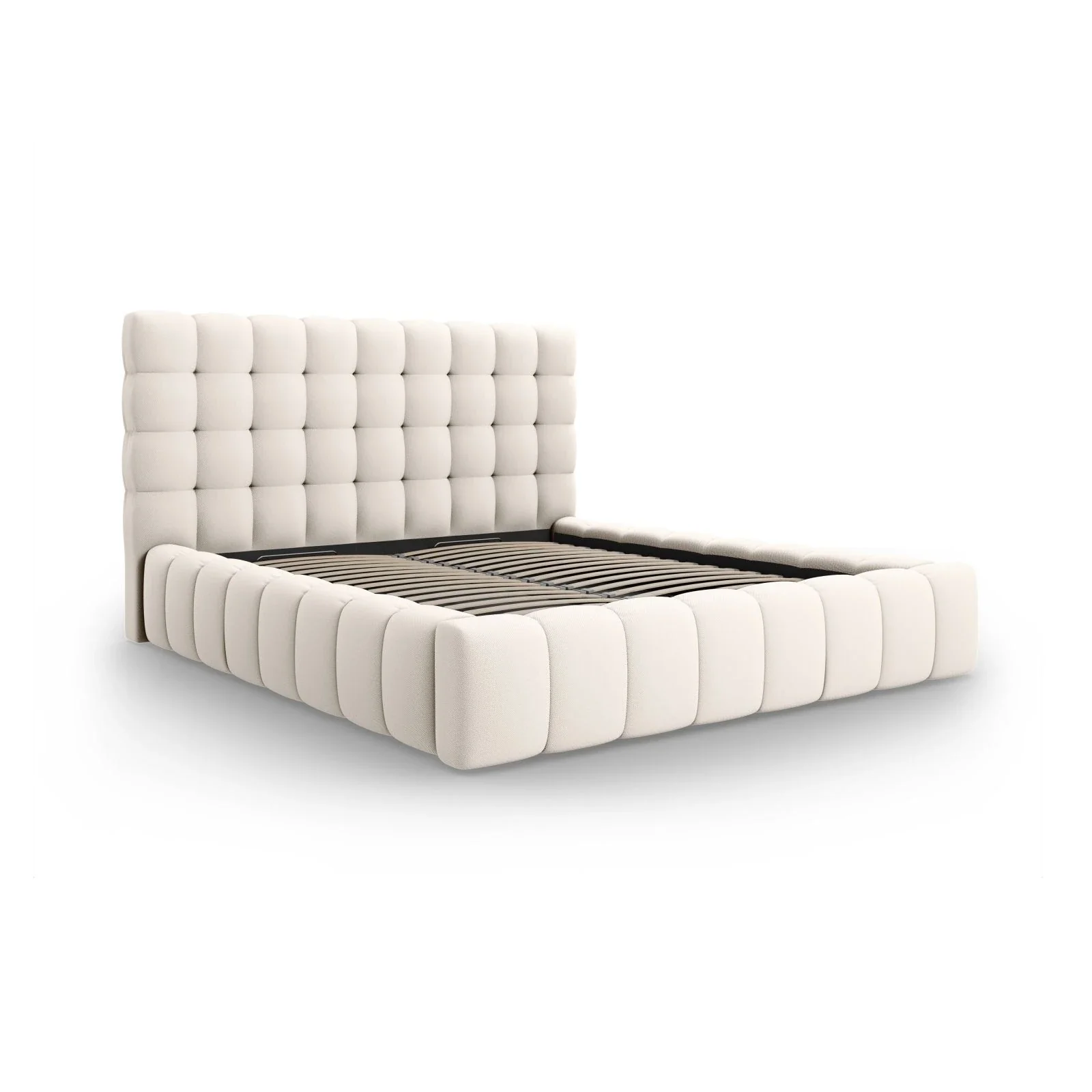Mamaia Bett mit Stauraum und Kopfteil in Samt oder Strukturstoff, 180x200 cm - Image 4
