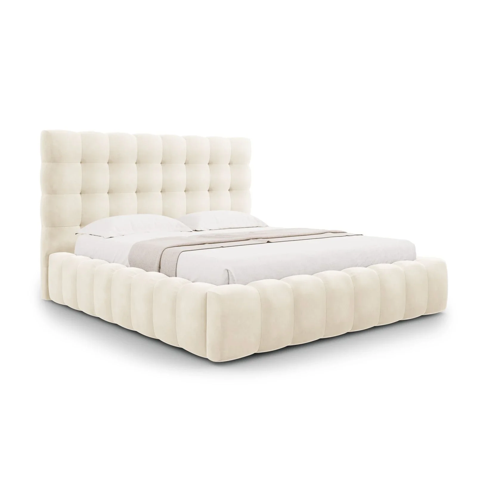 Mamaia Bett mit Stauraum und Kopfteil in Samt oder Strukturstoff, 180x200 cm - Image 50