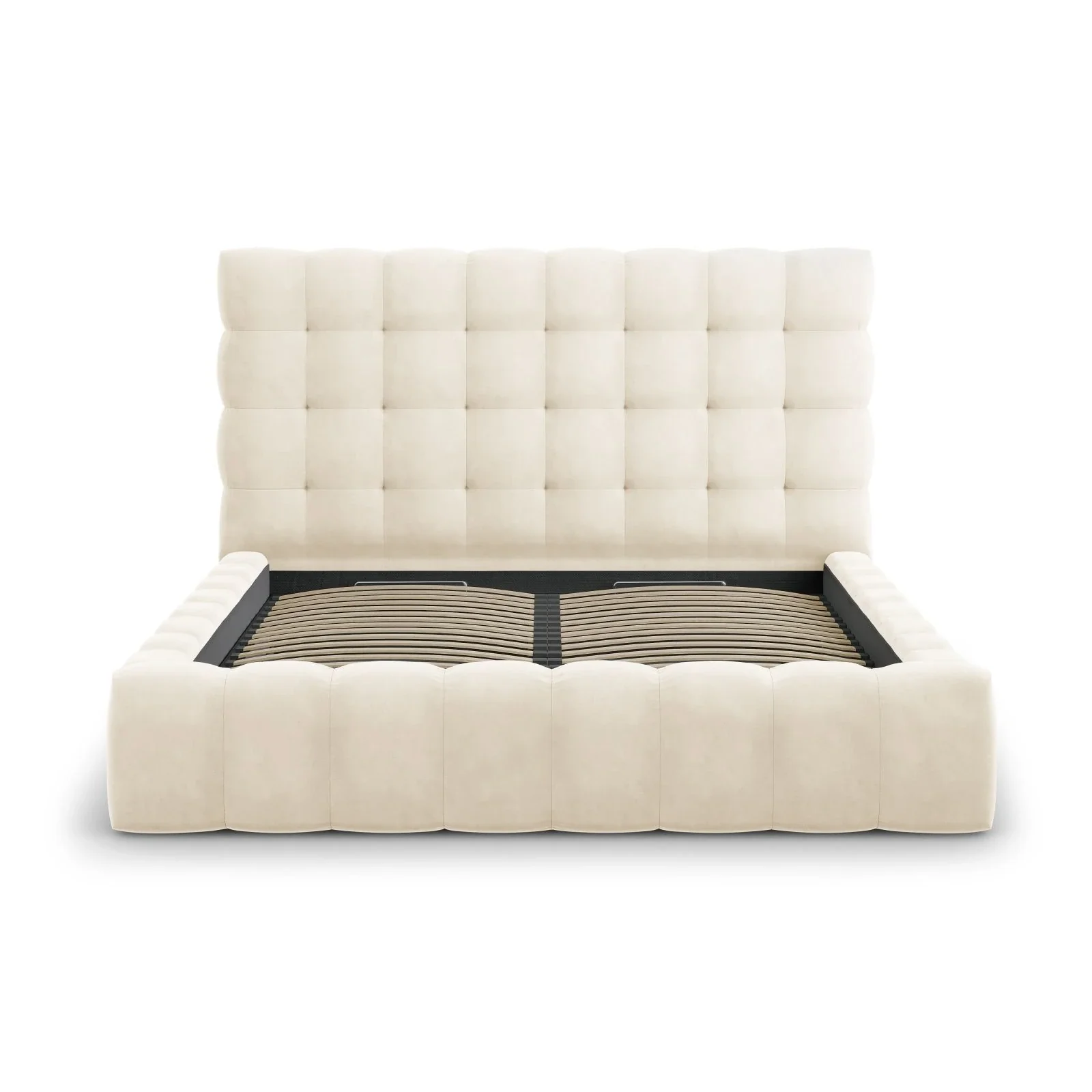 Mamaia Bett mit Stauraum und Kopfteil in Samt oder Strukturstoff, 180x200 cm - Image 52