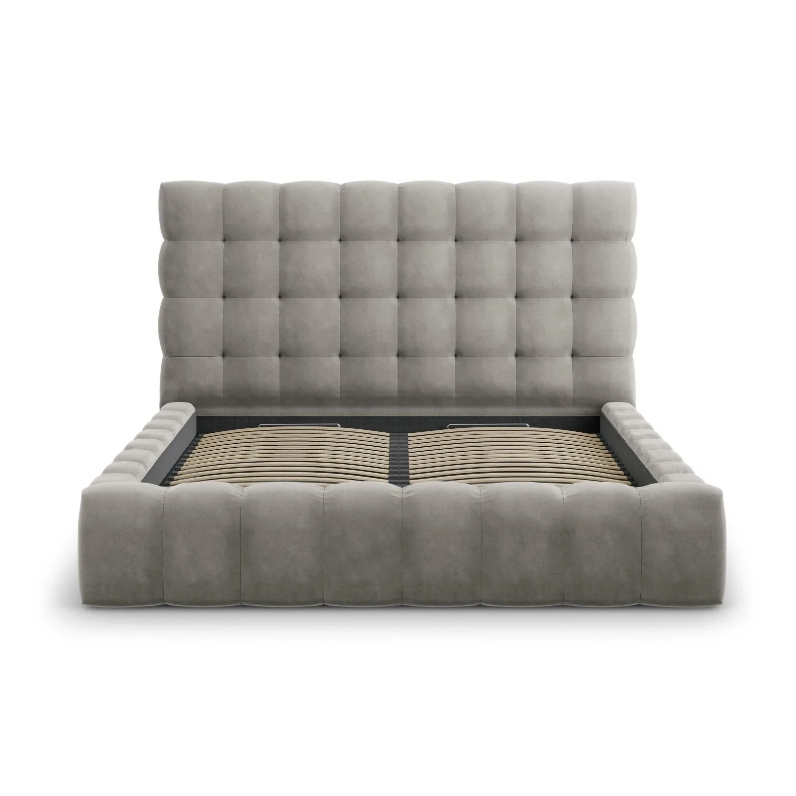 Mamaia Bett mit Stauraum und Kopfteil in Samt oder Strukturstoff, 180x200 cm - Image 84