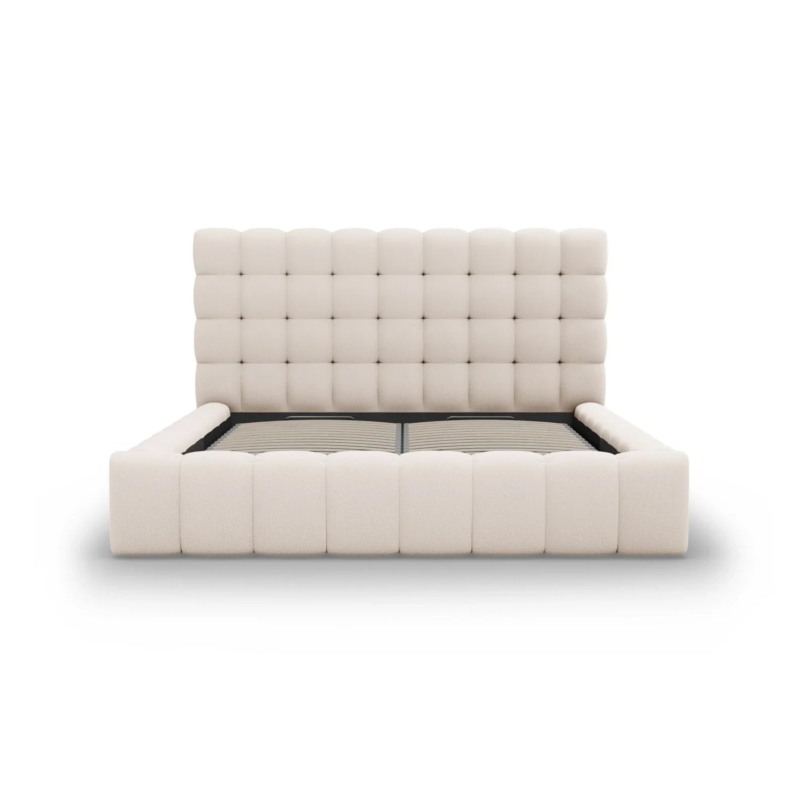 Mamaia Bett mit Stauraum und Kopfteil in Samt oder Strukturstoff, 200x200 cm - Image 10